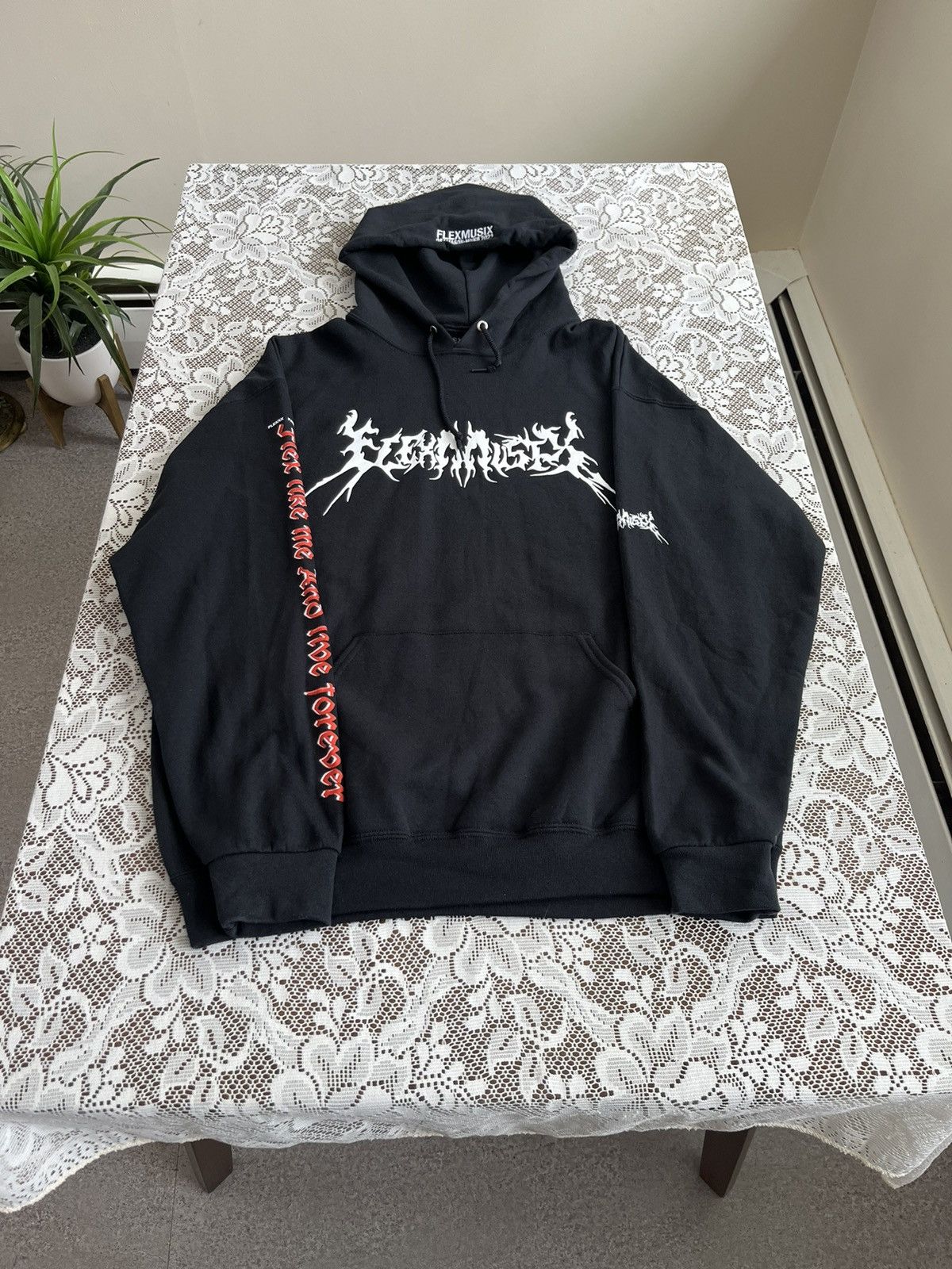 image of Ken Carson x Underground Osamason Flex Musix Hoodie in Black, Men's (Size Large)