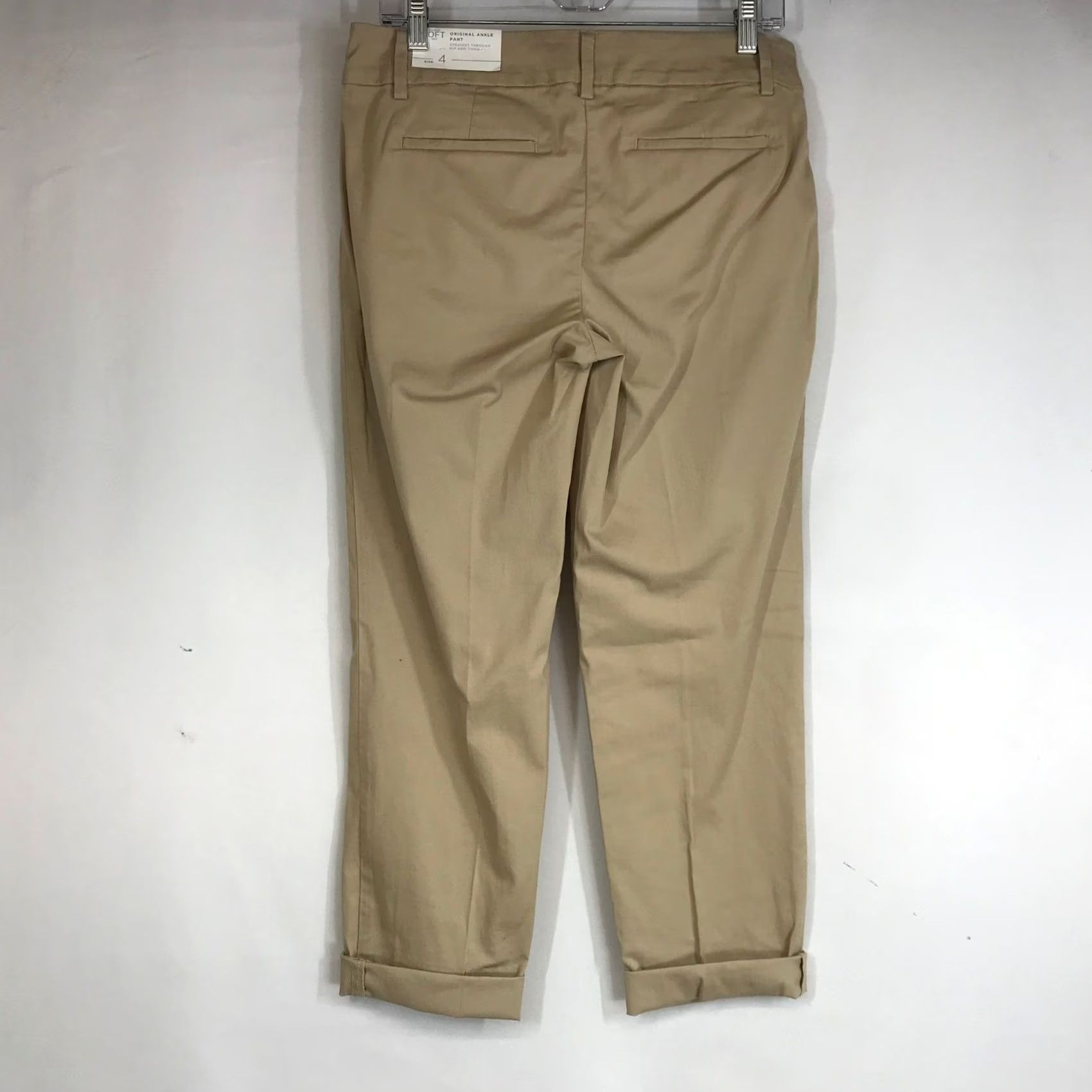 Loft VINTAGE? No. Loft Original Ankle Pants Tan Khaki Women's Size 4 Cuffed Cropped Casual Size 27" / US 4 / IT 40 - 4 Thumbnail