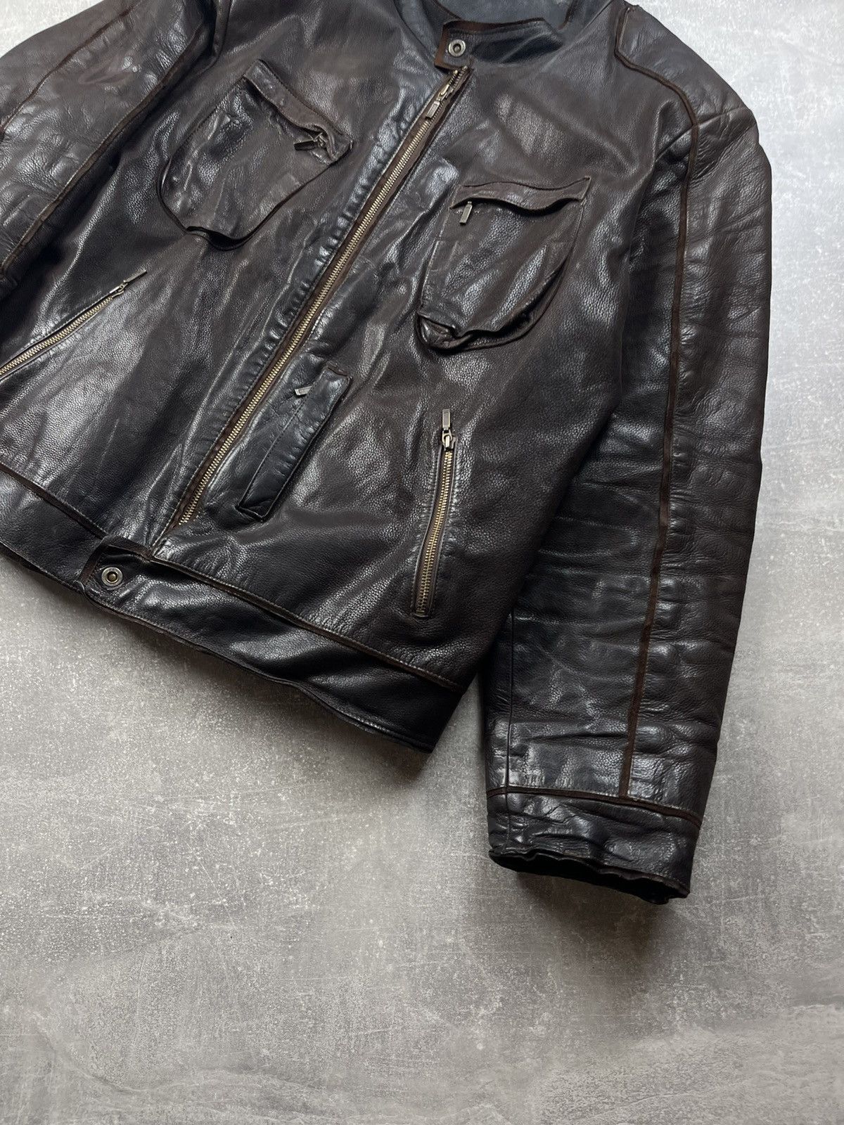 Harley Davidson × Vintage Vintage Harley Davidson 90s Leather Brown Biker Jacket Size US XL / EU 56 / 4 - 3 Thumbnail