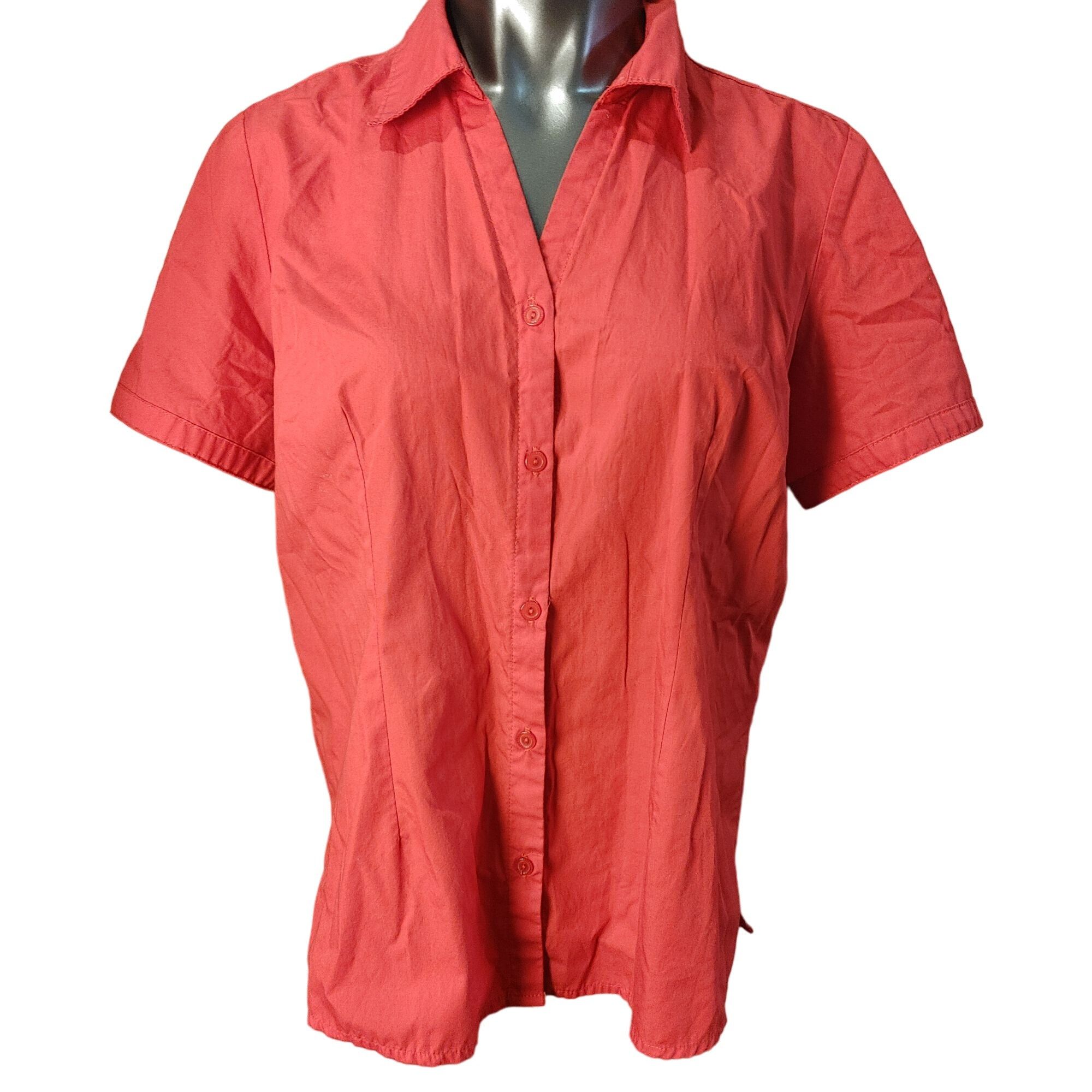 Other Women's Basic Editions Red Short Sleeve Button Up Polo Shirt Size L / US 10 / IT 46 - 1 Thumbnail