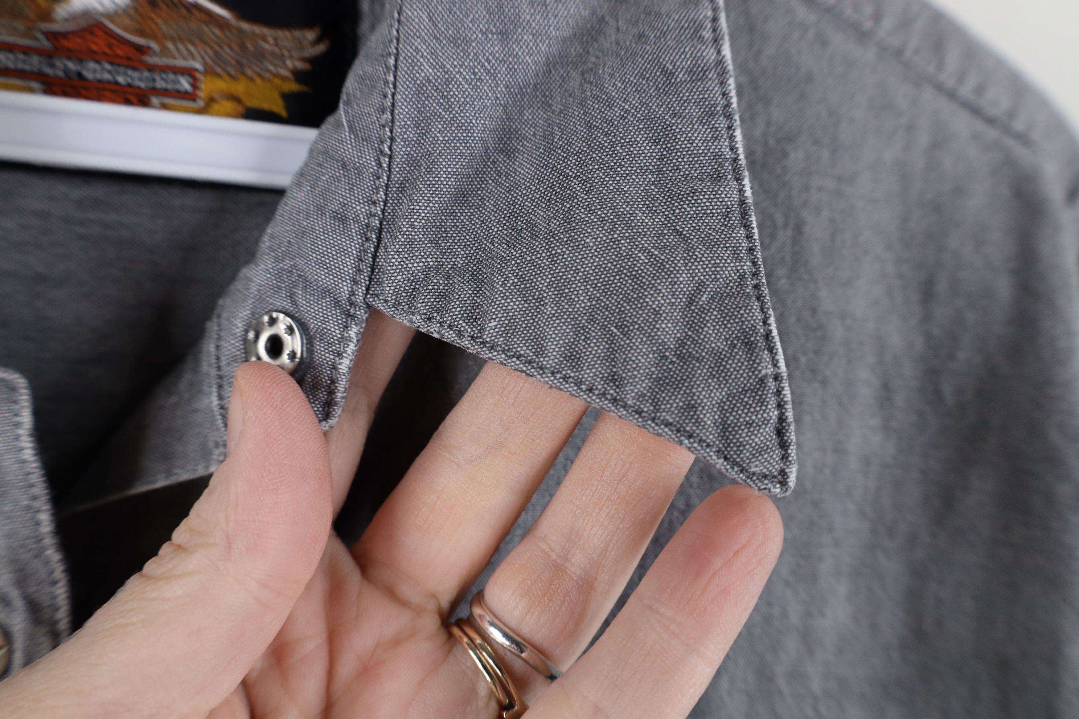 Harley Davidson Vintage Harley Davidson Chambray Snap Button Shirt Gray Size S / US 4 / IT 40 - 8 Thumbnail