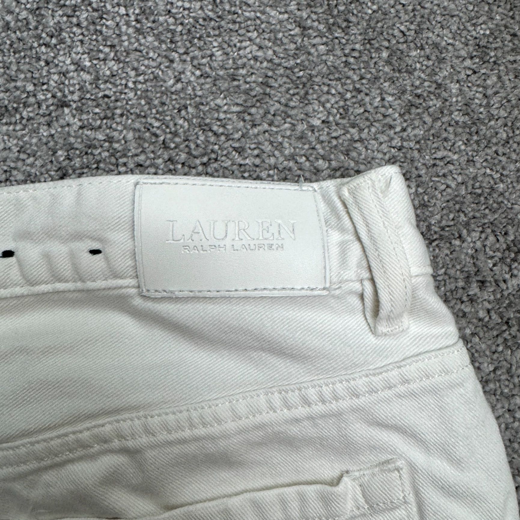 Ralph Lauren Lauren Ralph Lauren Jeans Women White Distressed Embroidered 12 Denim Straight 5-Pocket Comfort Stretch Baggy? (Need to fix) Size 34" / US 12 / IT 48 - 7 Thumbnail