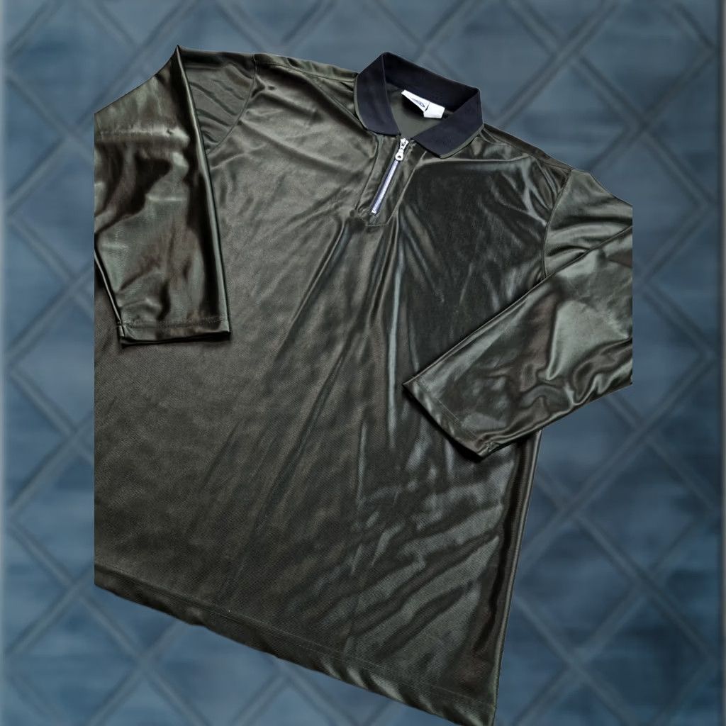 Vintage VINTAGE Street Culture Polo Shirt Mens L Green 1/4 Zip Shiny Dazzle Y2K Shirt Mens Green Polo 90s Size US L / EU 52-54 / 3 - 1 Thumbnail