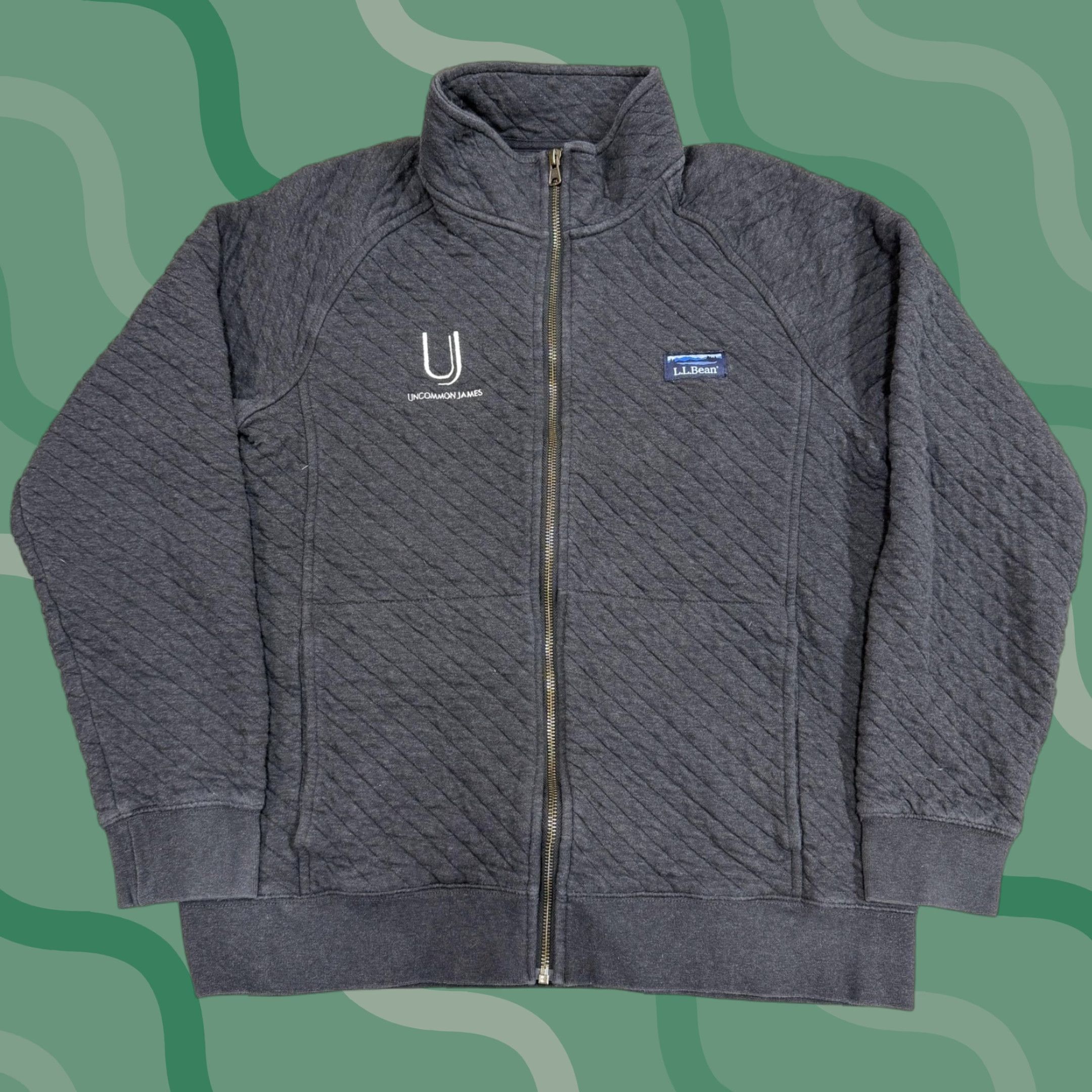 Vintage L.L. Bean Jacket Mens M Gray Quilted Full Zip Knit Logo Pockets Stand-Up Collar Short Vintage No (if needed?) Size US M / EU 48-50 / 2 - 1 Thumbnail