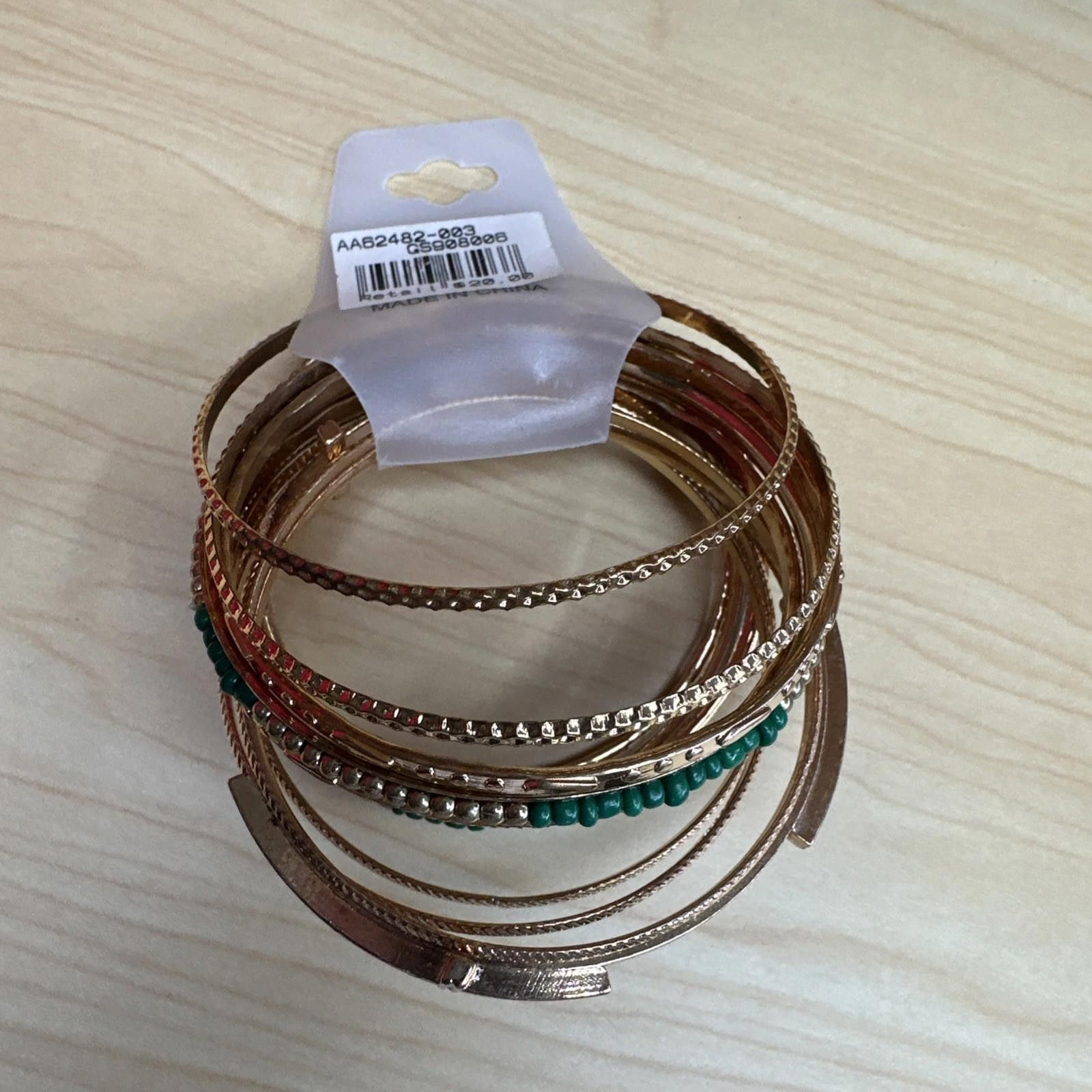 Stella McCartney Tamina By Stella Gold Green 13 Piece Bangle Bracelet Set New Size ONE SIZE - 3 Thumbnail