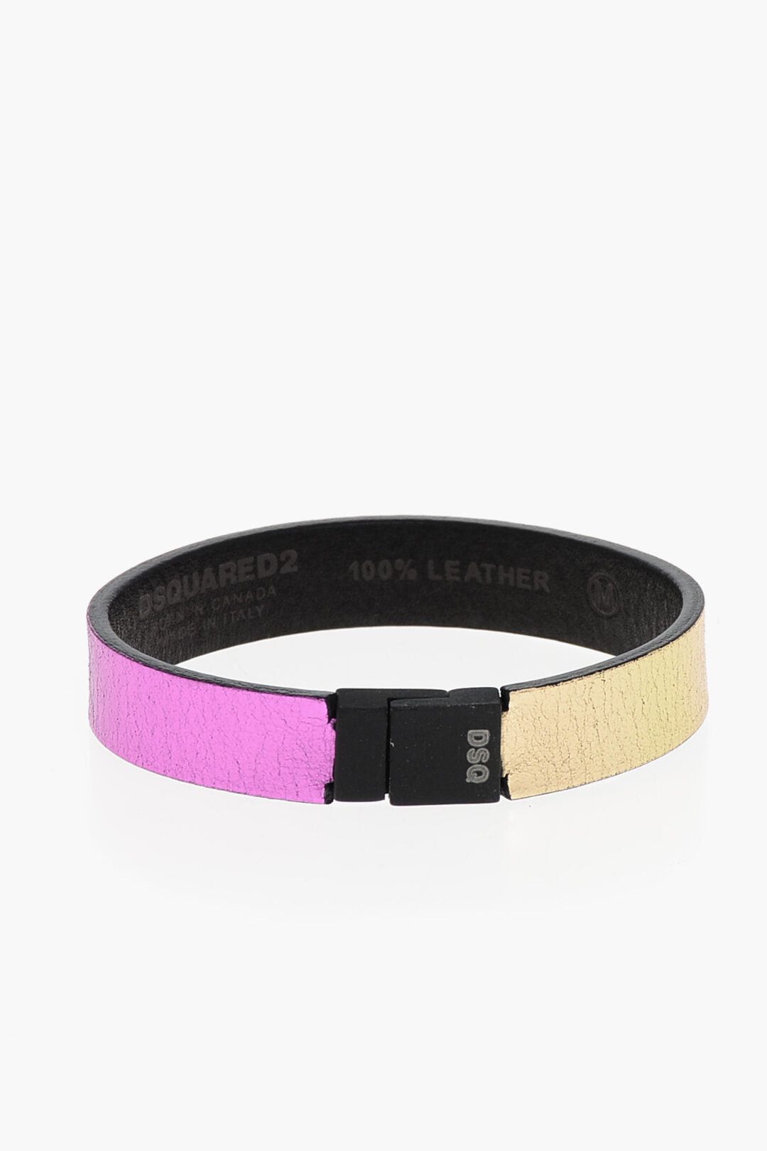 Dsquared2 Leather Bracelet with Metallic Details Size ONE SIZE - 1 Thumbnail