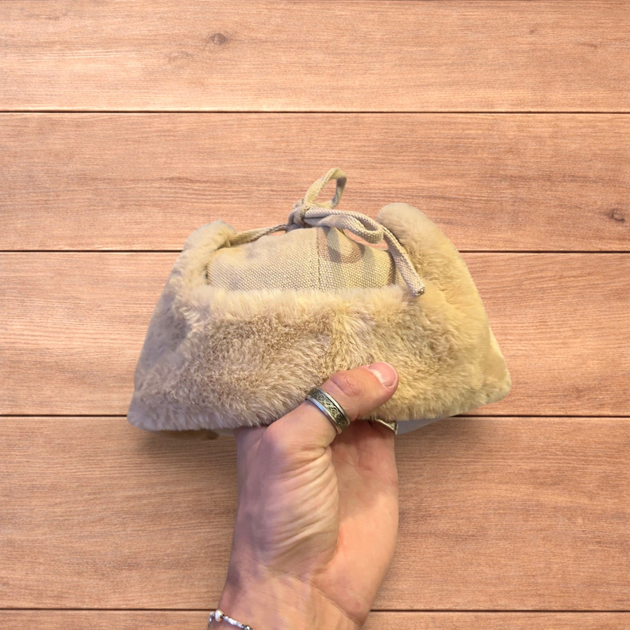 Japanese Brand Russian trapper ear flap hat in cream/beige colour way. Size ONE SIZE - 4 Thumbnail