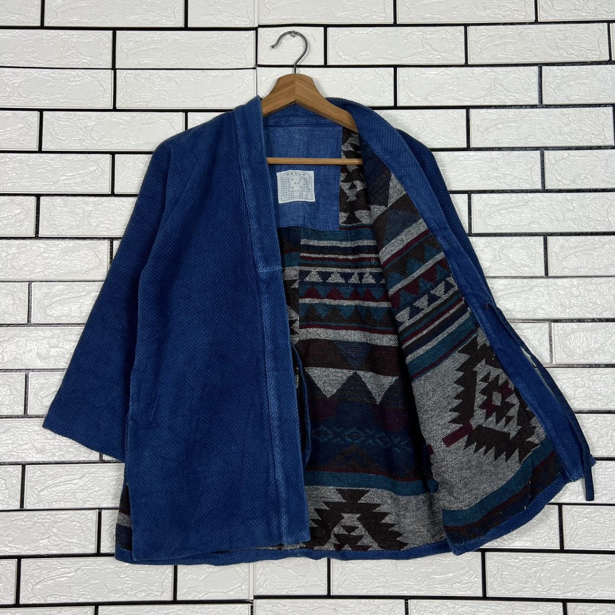 Vintage Indigo Blue Thick Weave Kimono Native Design Lined 4153-C190 Size US S / EU 44-46 / 1 - 8 Thumbnail