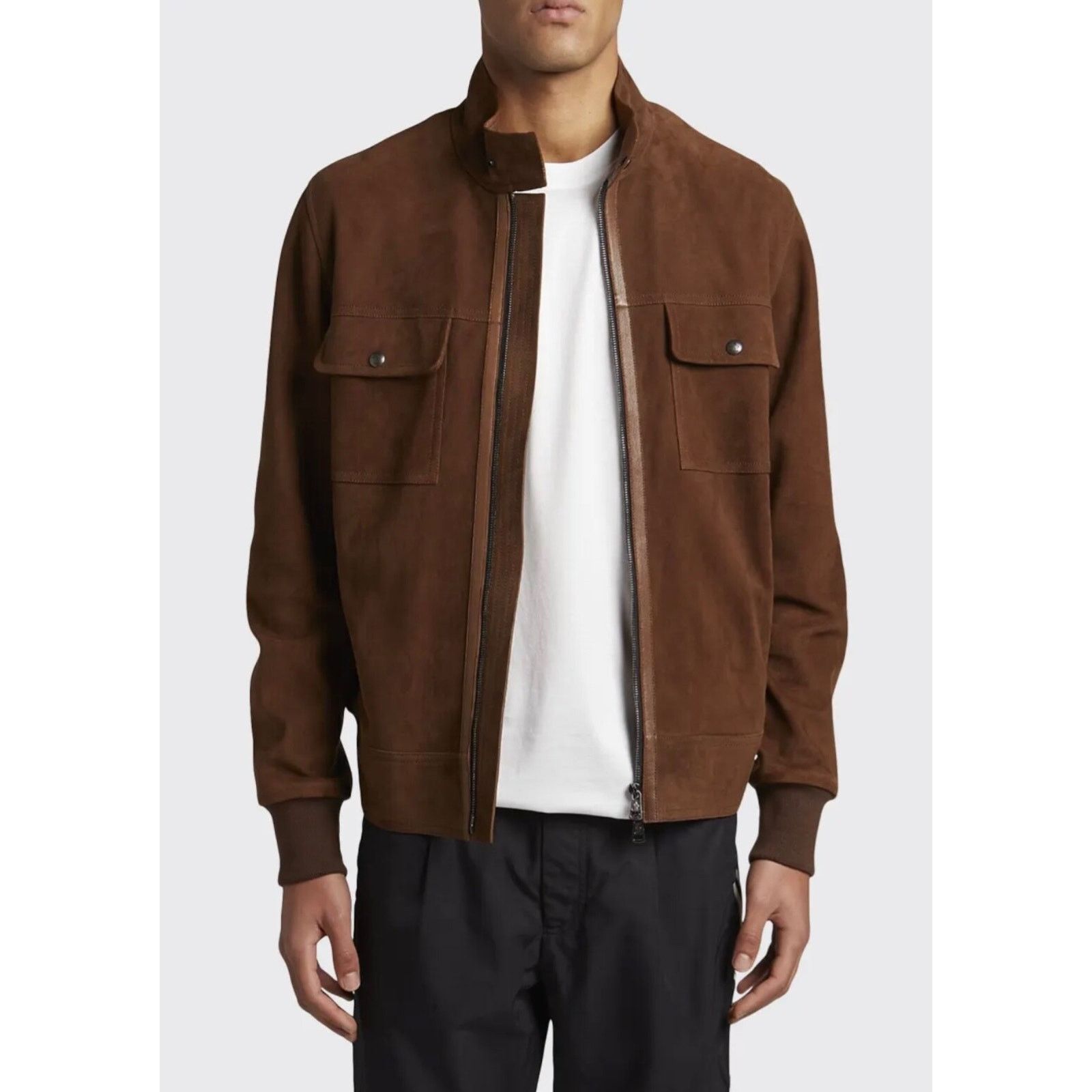 Moncler $3660 Moncler Courry Suede Biker Jacket Brown Men Size 2 NEW Size US M / EU 48-50 / 2 - 1 Thumbnail