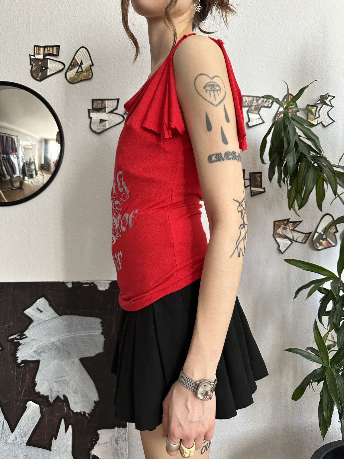 Japanese Brand Sexy Draped Punk Of-the Shoulder Red Blouse y2k Size M / US 6-8 / IT 42-44 - 7 Thumbnail