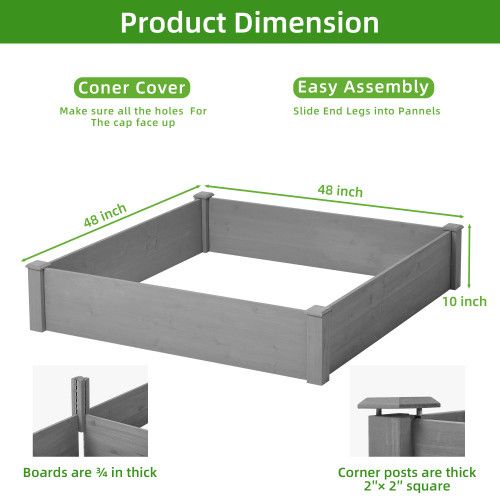 Designer × Homemade Raised Garden Bed 48x48x10'', Outdoor Wood Planter Box Over Size US L / EU 52-54 / 3 - 5 Thumbnail