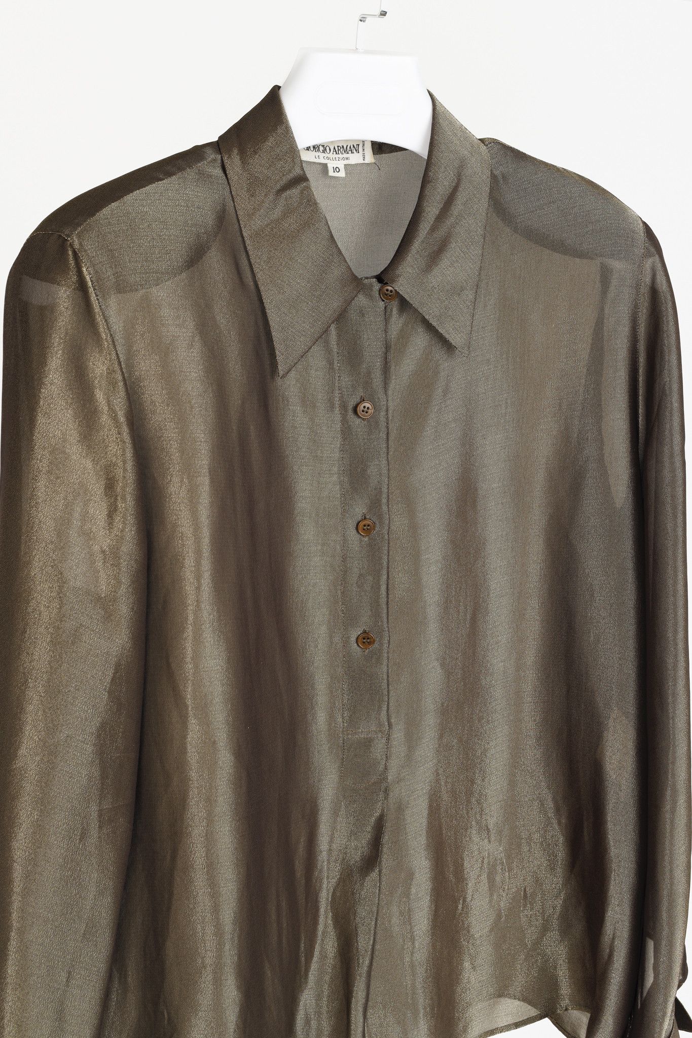 Giorgio Armani Giorgio Armani Gold Lamé French Cuff Blouse Size L / US 10 / IT 46 - 3 Thumbnail