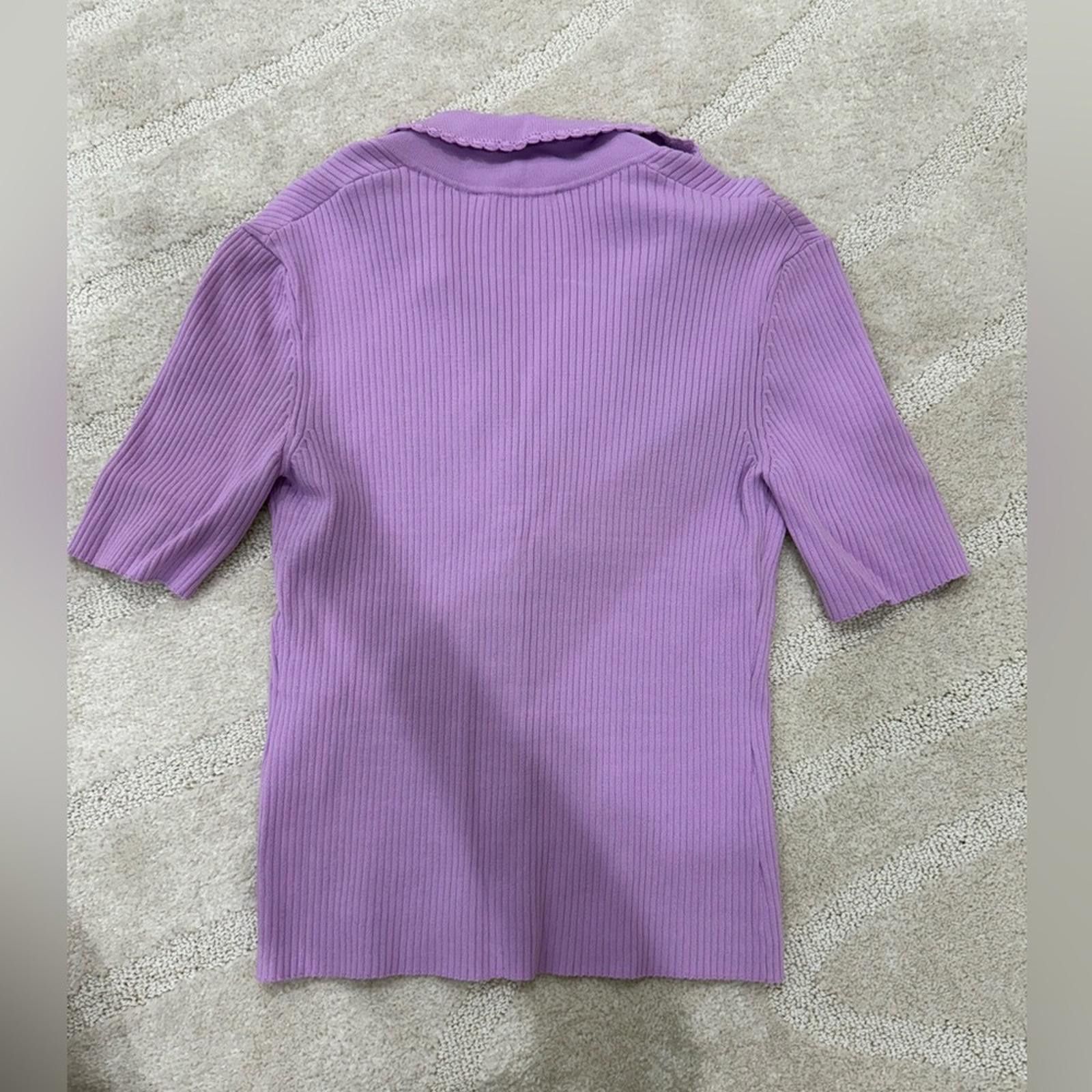 Maje Maje Lavender Ribbed Button-Down Shirt Size S / US 4 / IT 40 - 4 Thumbnail