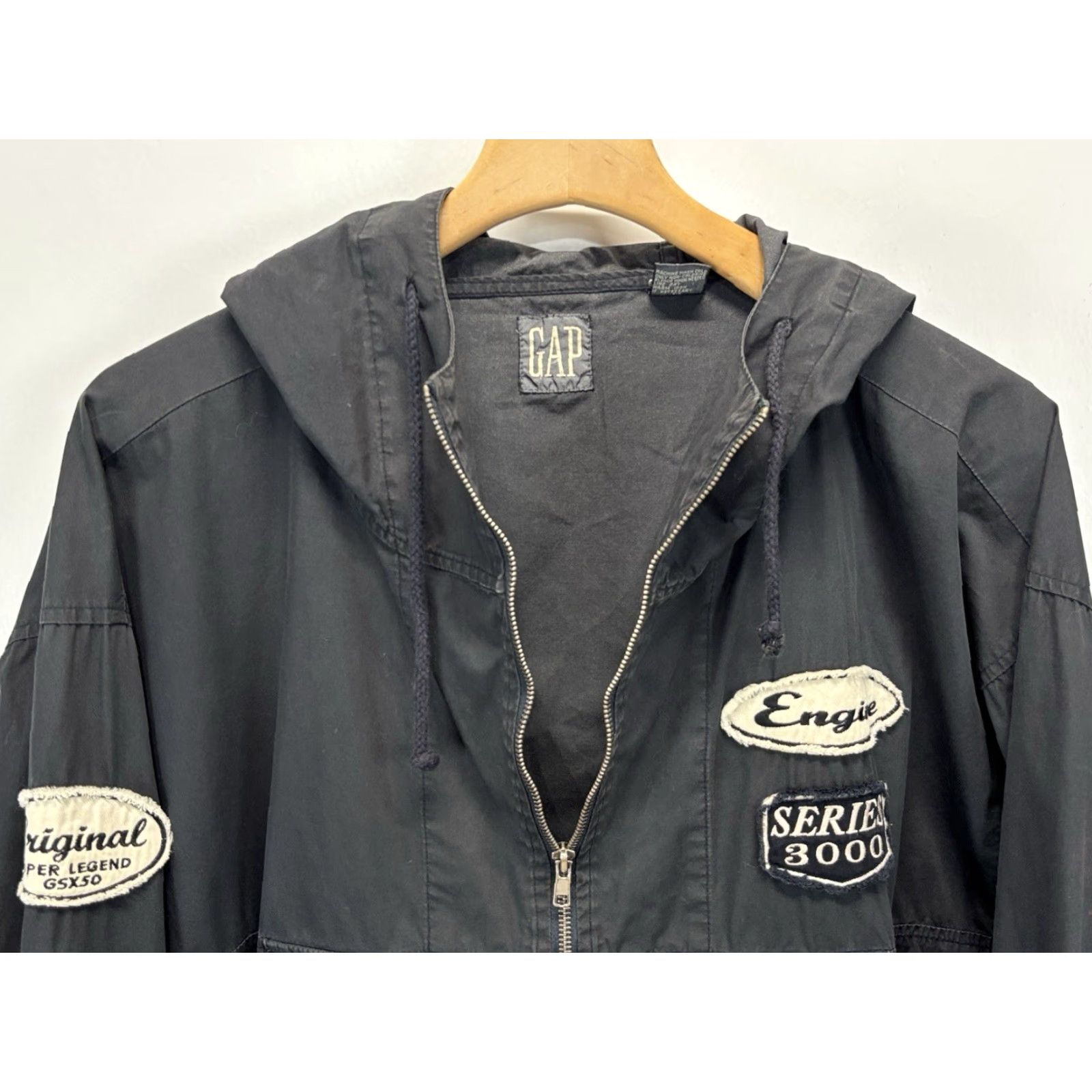 Gap VINTAGE Gap Anorak Jacket Men's Medium Hooded Faded Black Racing Y2K Size US M / EU 48-50 / 2 - 4 Thumbnail