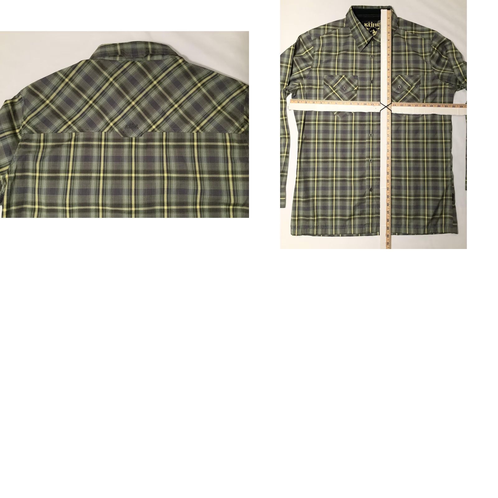 Vintage KÜHL Shirt Mens Medium Green Gray Plaid Long Sleeve Button Front Pockets Casual Size US M / EU 48-50 / 2 - 9 Thumbnail