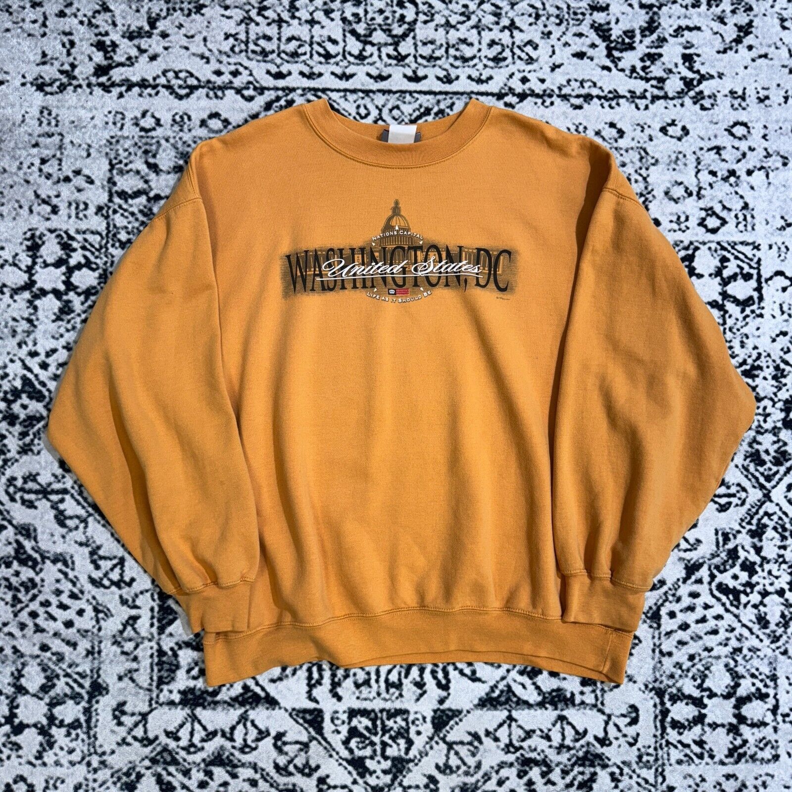 Vintage Vintage Yellow Cotton Crewneck Size XL Y2K Washington DC USA Size US XL / EU 56 / 4 - 1 Thumbnail