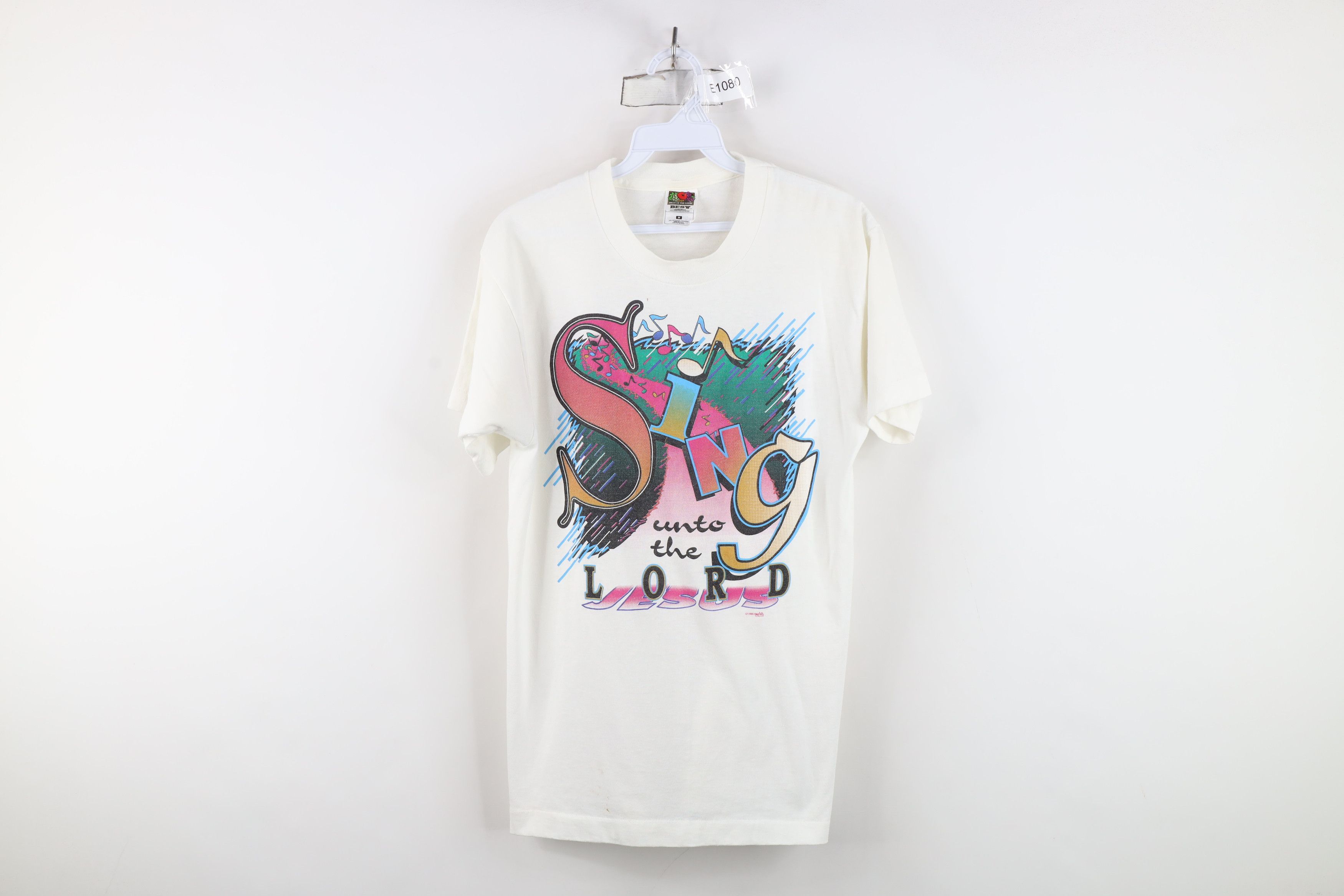 Vintage Vintage 90s Sing Unto the Lord Jesus T-Shirt White USA Size M / US 6-8 / IT 42-44 - 1 Thumbnail