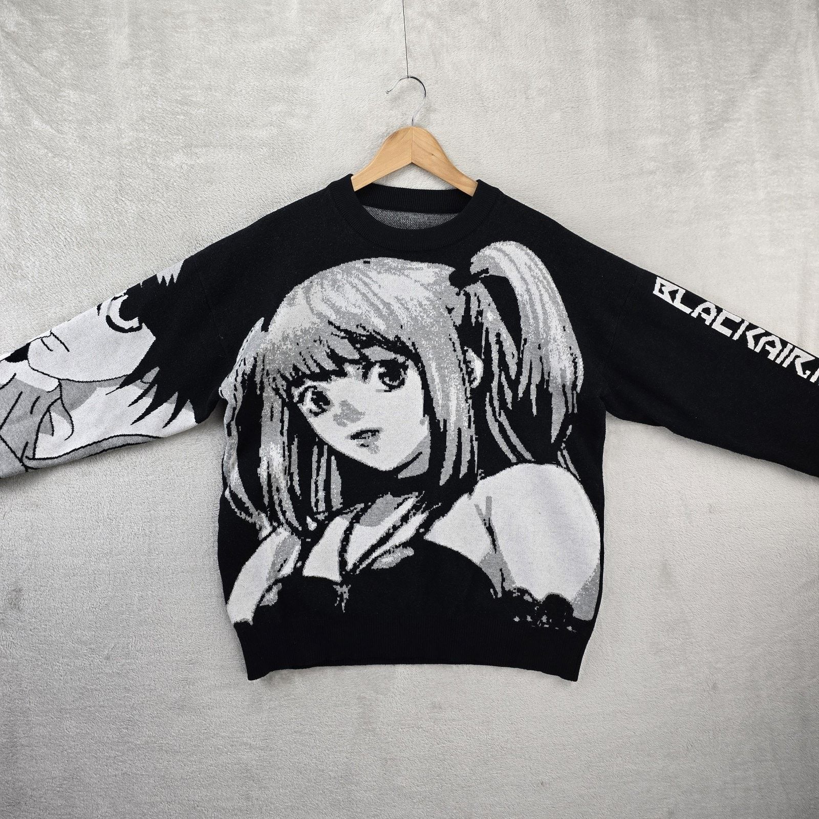 Other Black Air Global Sweater Medium Death Note Misa L Anime AOP Size US M / EU 48-50 / 2 - 2 Thumbnail