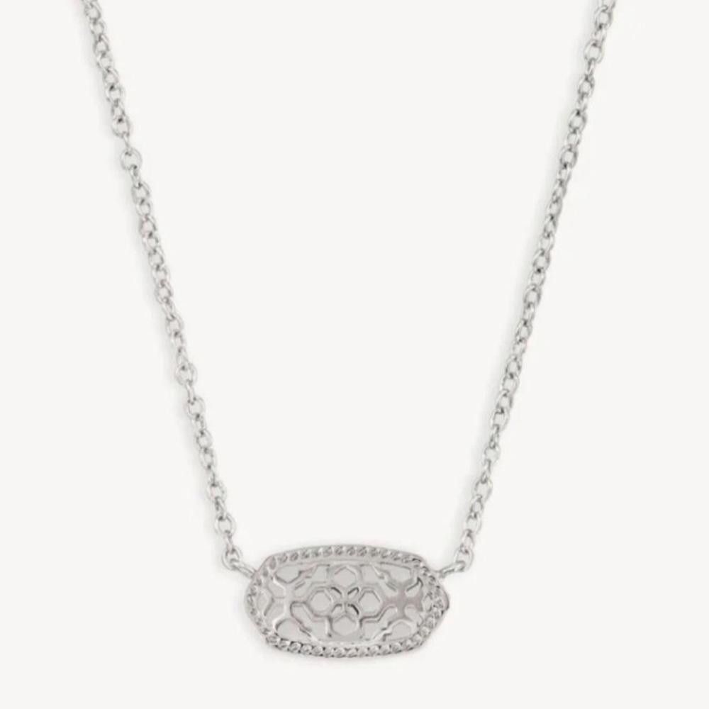 Kendra Scott Kendra Scott Elisa Silver Oval Filigree Pendant Necklace Size ONE SIZE - 2 Thumbnail