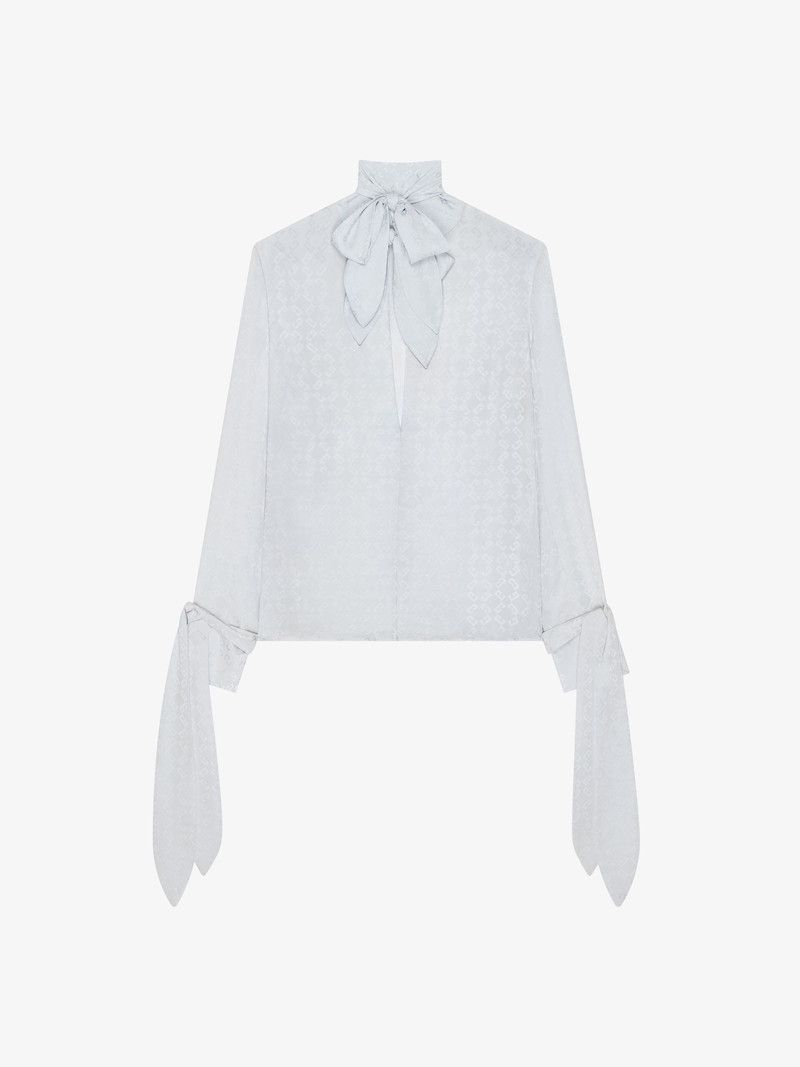 Givenchy o1w1db10326 Double Lavalliere Blouse in Light Blue Size XS / US 0-2 / IT 36-38 - 1 Thumbnail