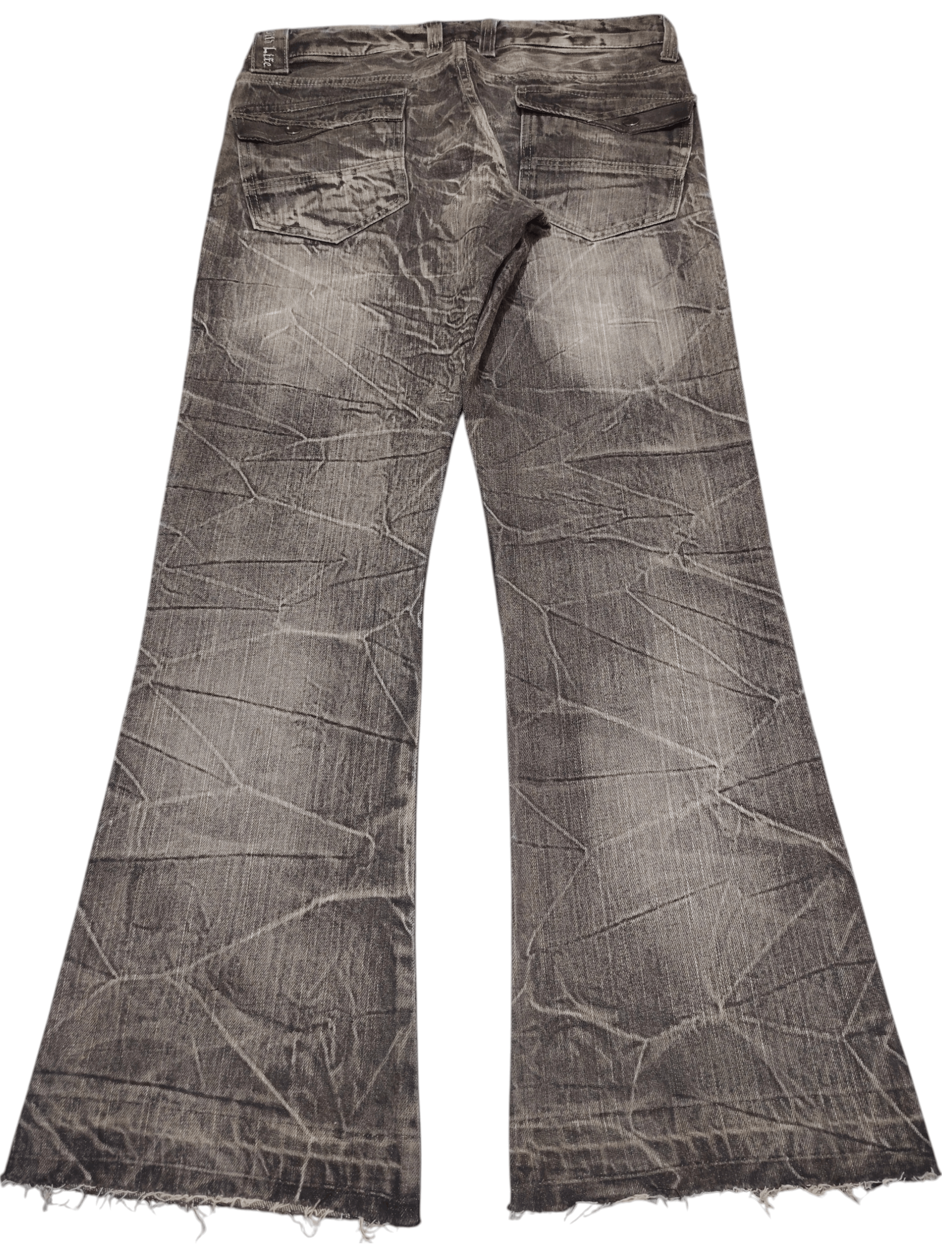 Le Grande Bleu (L.G.B.) Japanese Wild Life Skull Bones Whiskered Flared Jeans Size US 32 / EU 48 - 2 Thumbnail