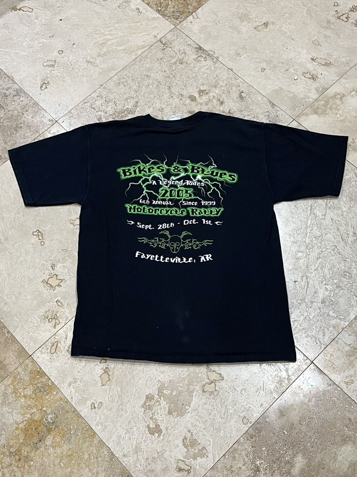 Harley Davidson × Vintage CRAZY Y2K Bikes & Blues Motorcycle Lightning Skeleton Tee Size US L / EU 52-54 / 3 - 3 Thumbnail