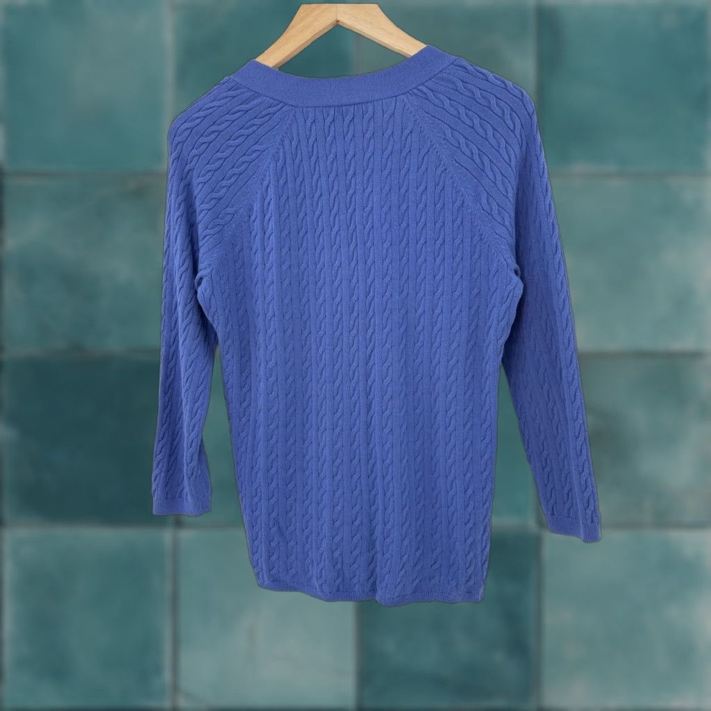 Talbots Talbots Cardigan Womens Blue Cable Knit V-Neck Button Front Sweater M Size M / US 6-8 / IT 42-44 - 1 Thumbnail