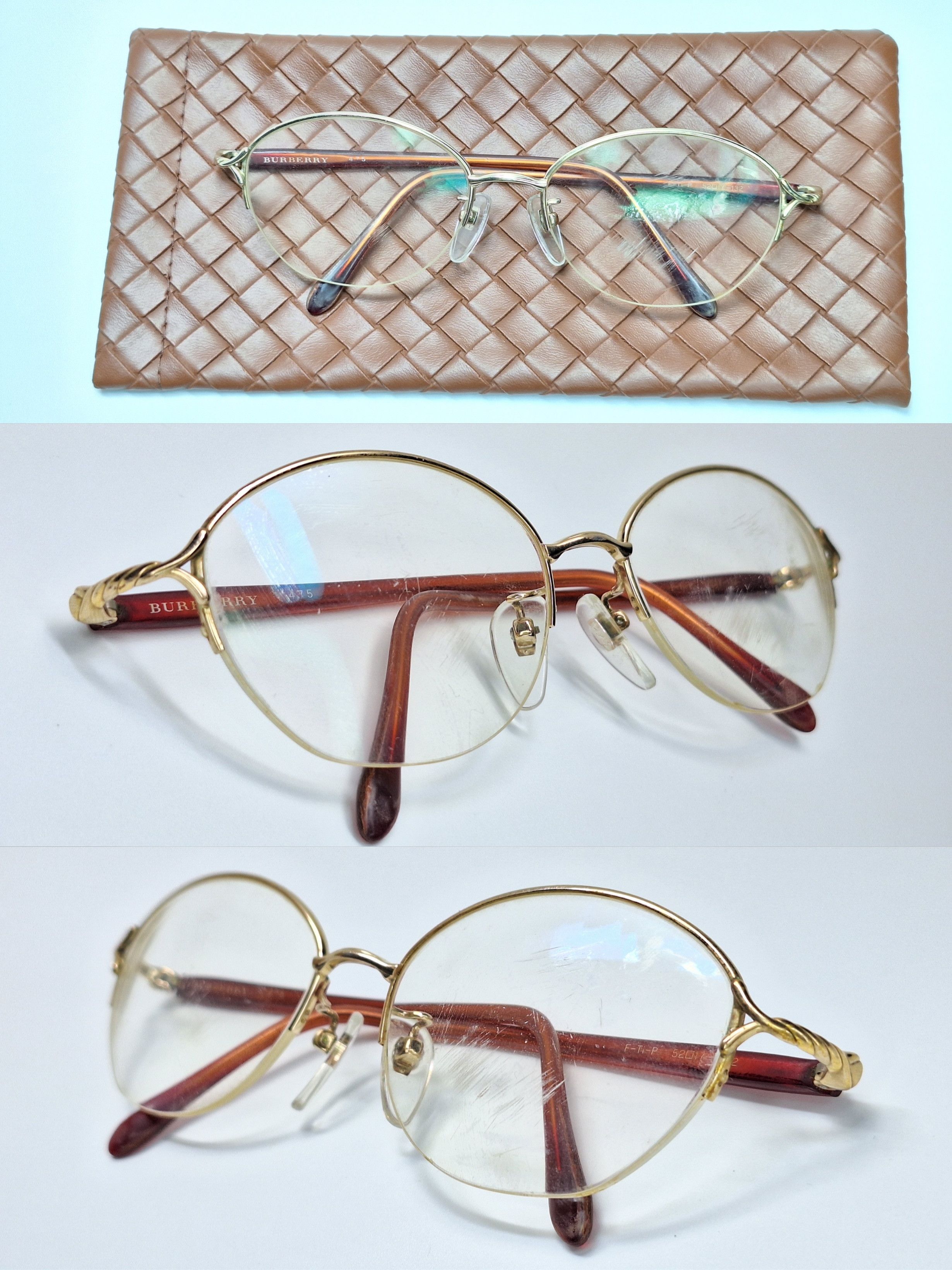 Burberry Burberry 475 Gold Pure Titanium Semi-Rimless Eyeglass Size ONE SIZE - 2 Thumbnail