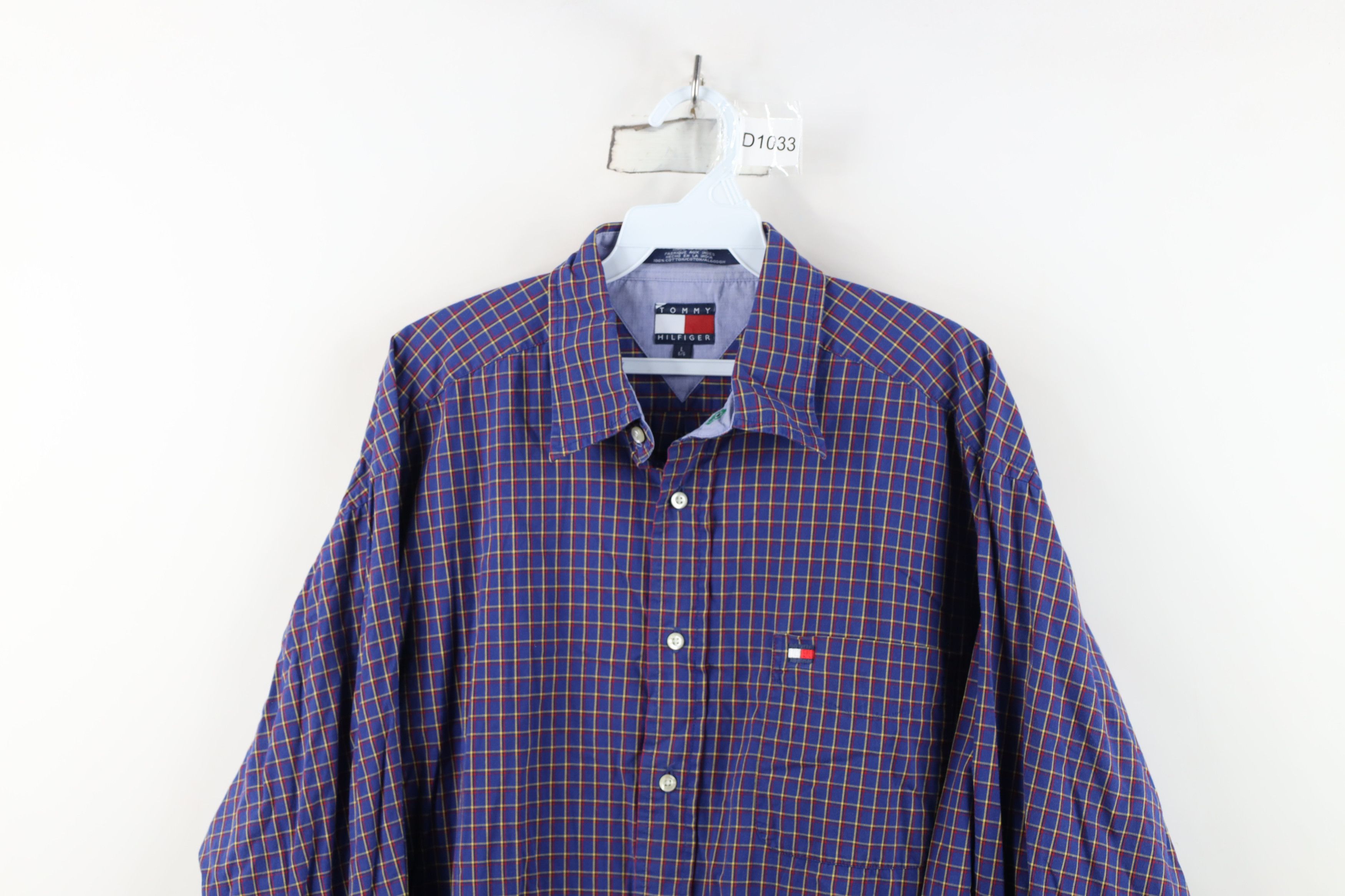 Tommy Hilfiger Vintage 90s Tommy Hilfiger Button Shirt Plaid Cotton Size US L / EU 52-54 / 3 - 2 Thumbnail