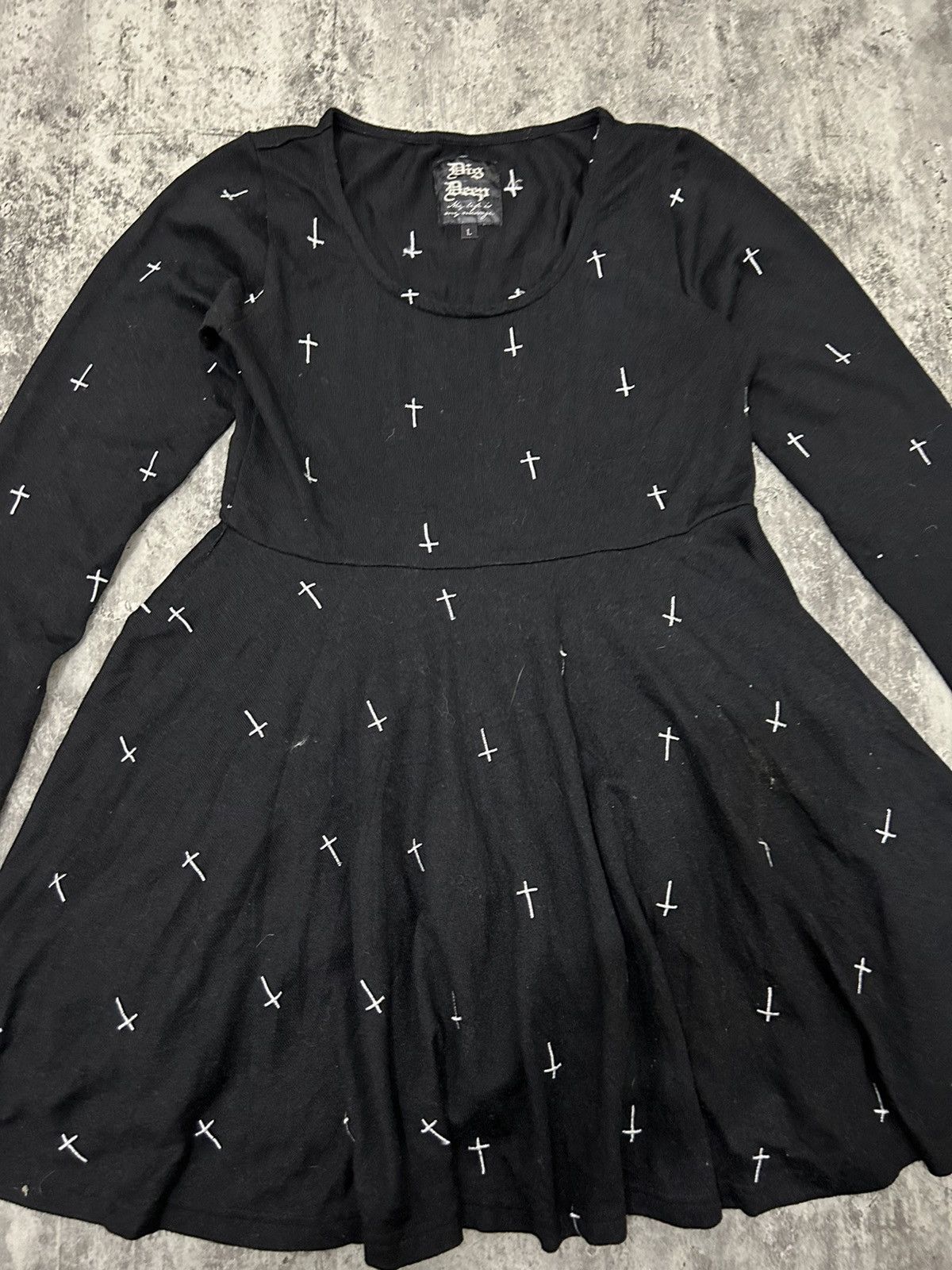 14th Addiction × If Six Was Nine × Japanese Brand Dig Deep Embroidered Aop Cross Acrylic Mini Dress Size L / US 10 / IT 46 - 3 Thumbnail