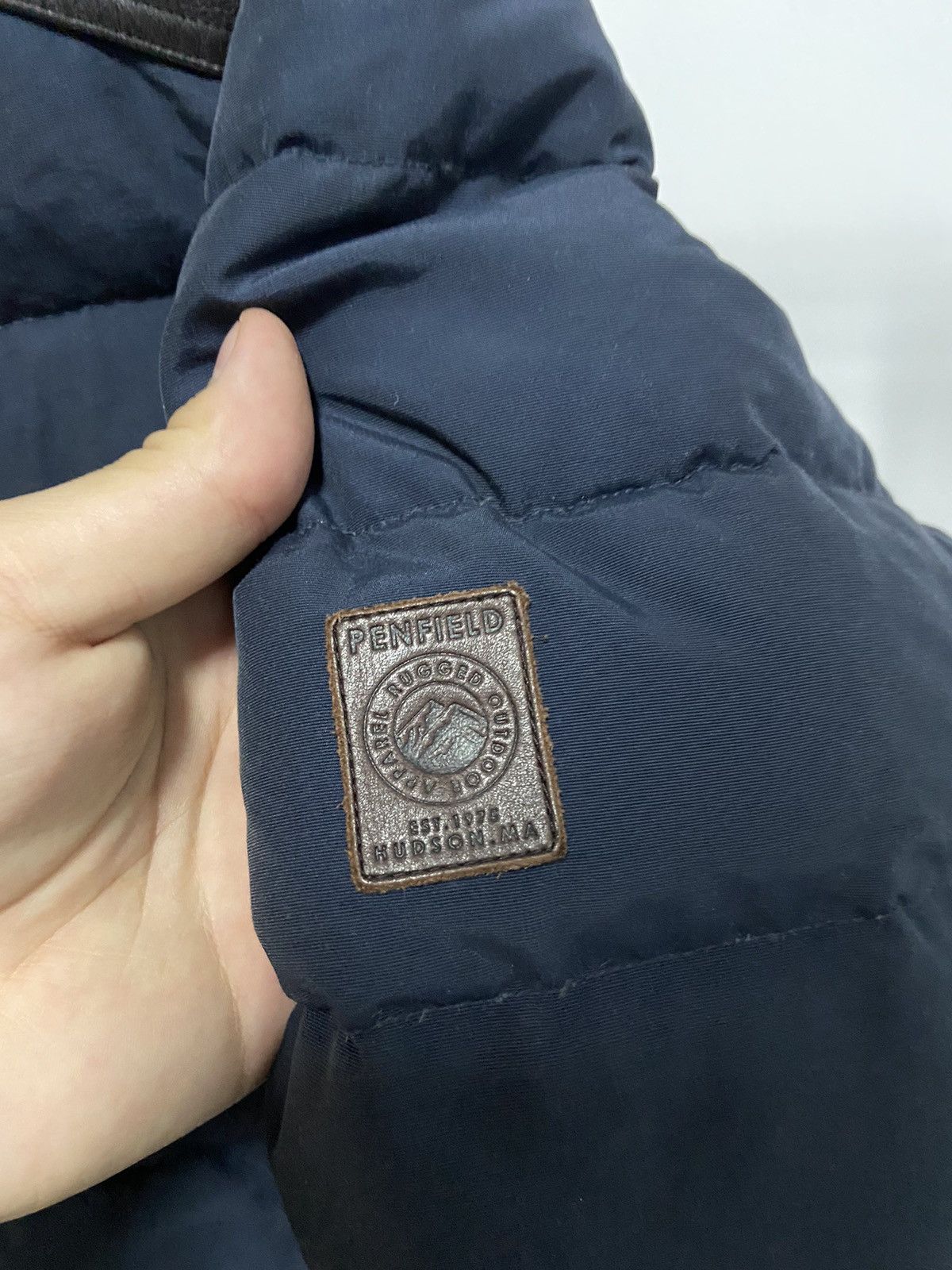 Trailwear Penfield puffer jacket leather shoulder vintage