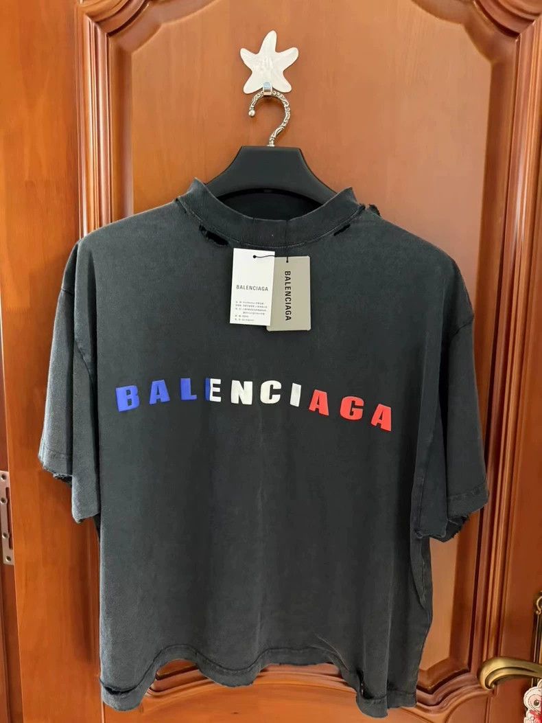 Balenciaga Gradient logo destruction short sleeve