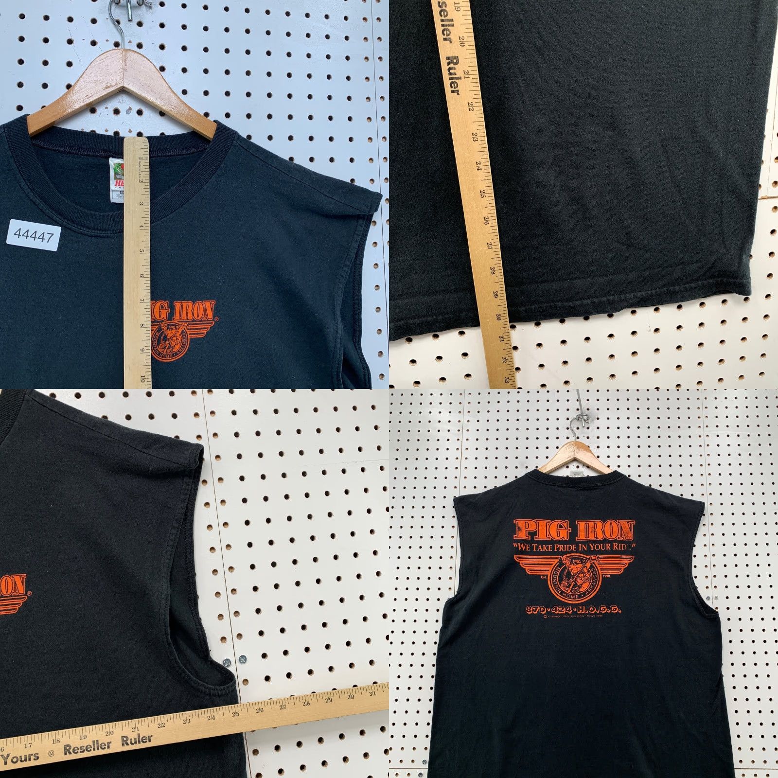 Fruit Of The Loom VINTAGE Pig Iron Motorcycle Shirt Men 2XL Black Sleeveless Crew Neck Cotton T-Shirt Motorcycle Mens 90s Arkansas Size US XXL / EU 58 / 5 - 8 Thumbnail