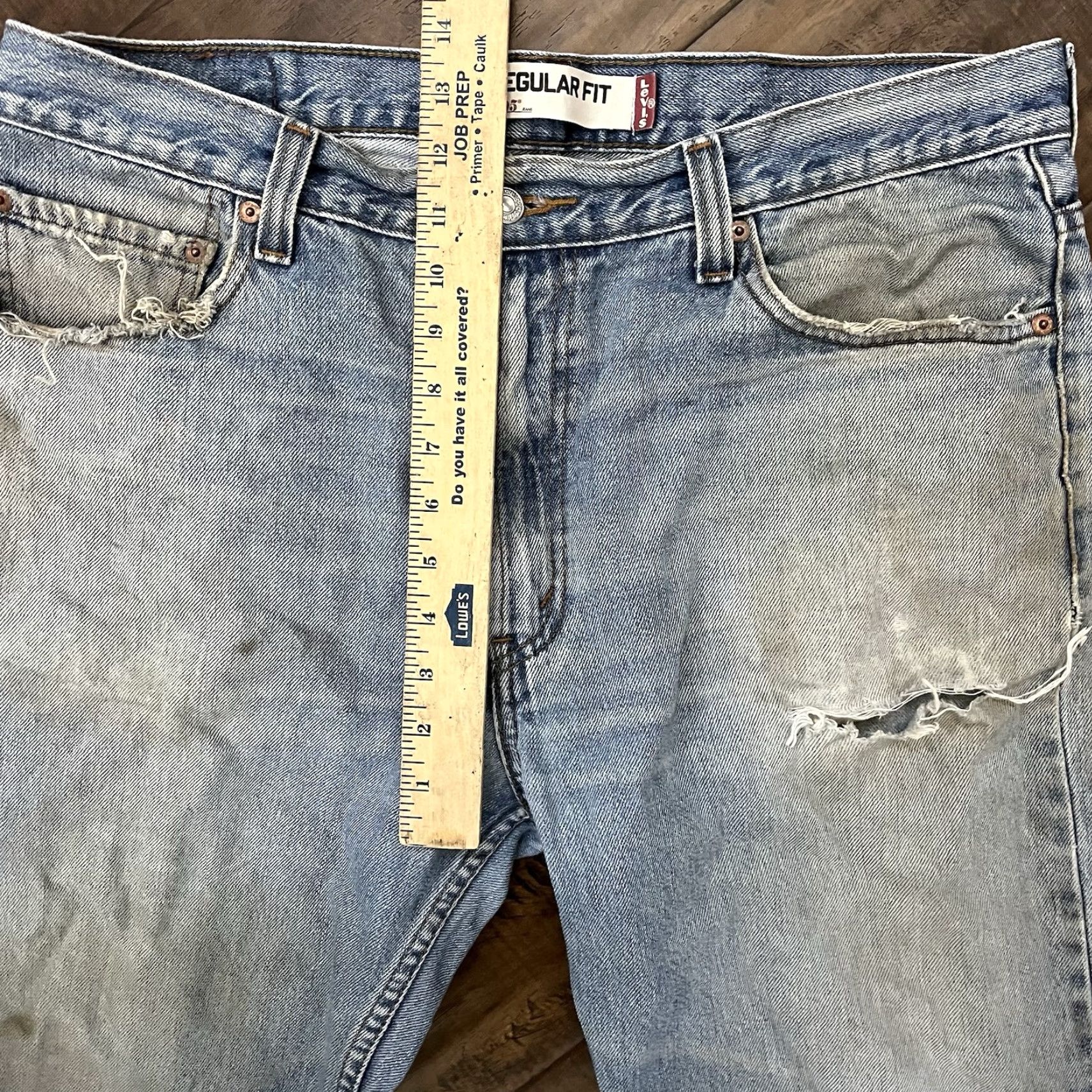 Levi's VINTAGE Levi's Jeans Mens 36x32 Blue 505 Washed Distressed Denim Pants Straight 5-Pocket 100% Cotton Regular) Size US 36 / EU 52 - 3 Thumbnail