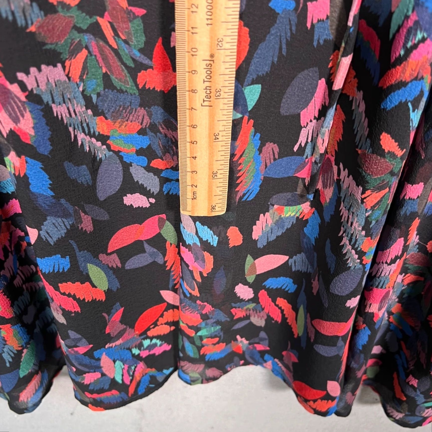 Whistles Whistles Dress Womens Abstract Print Long Sleeve Midi Black Multi-Color 4, Zip, Round Neck, A-Line, Polyester, Dry Clean Only Size S / US 4 / IT 40 - 7 Thumbnail