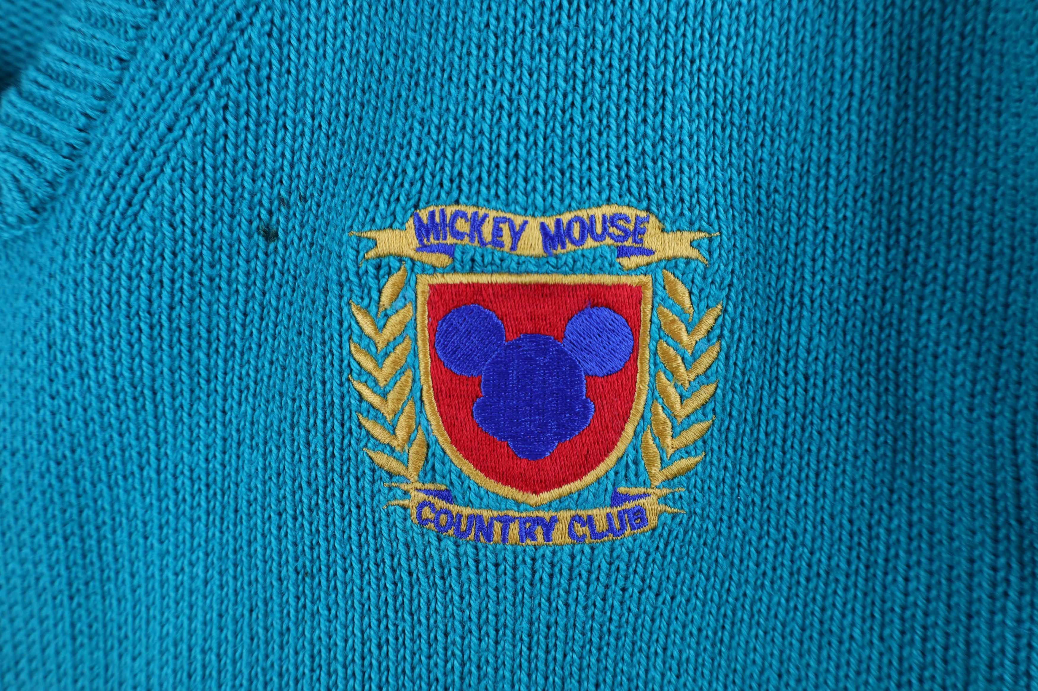 Disney × Vintage Vintage 90s Disney Mickey Mouse Country Sweater Teal USA Size US S / EU 44-46 / 1 - 4 Thumbnail