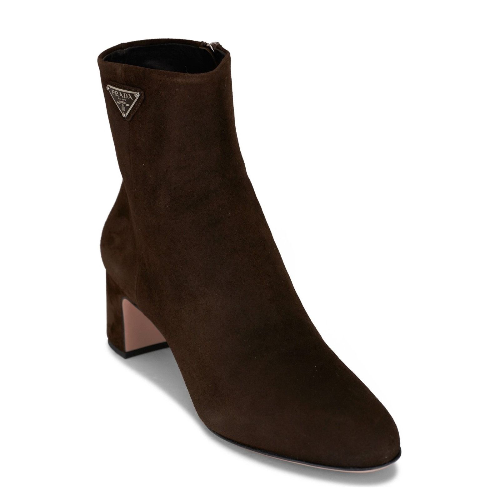 Prada Prada 55MM Moro Chocolate Brown Suede Logo Short Ankle Size US 7.5 / IT 37.5 - 3 Thumbnail