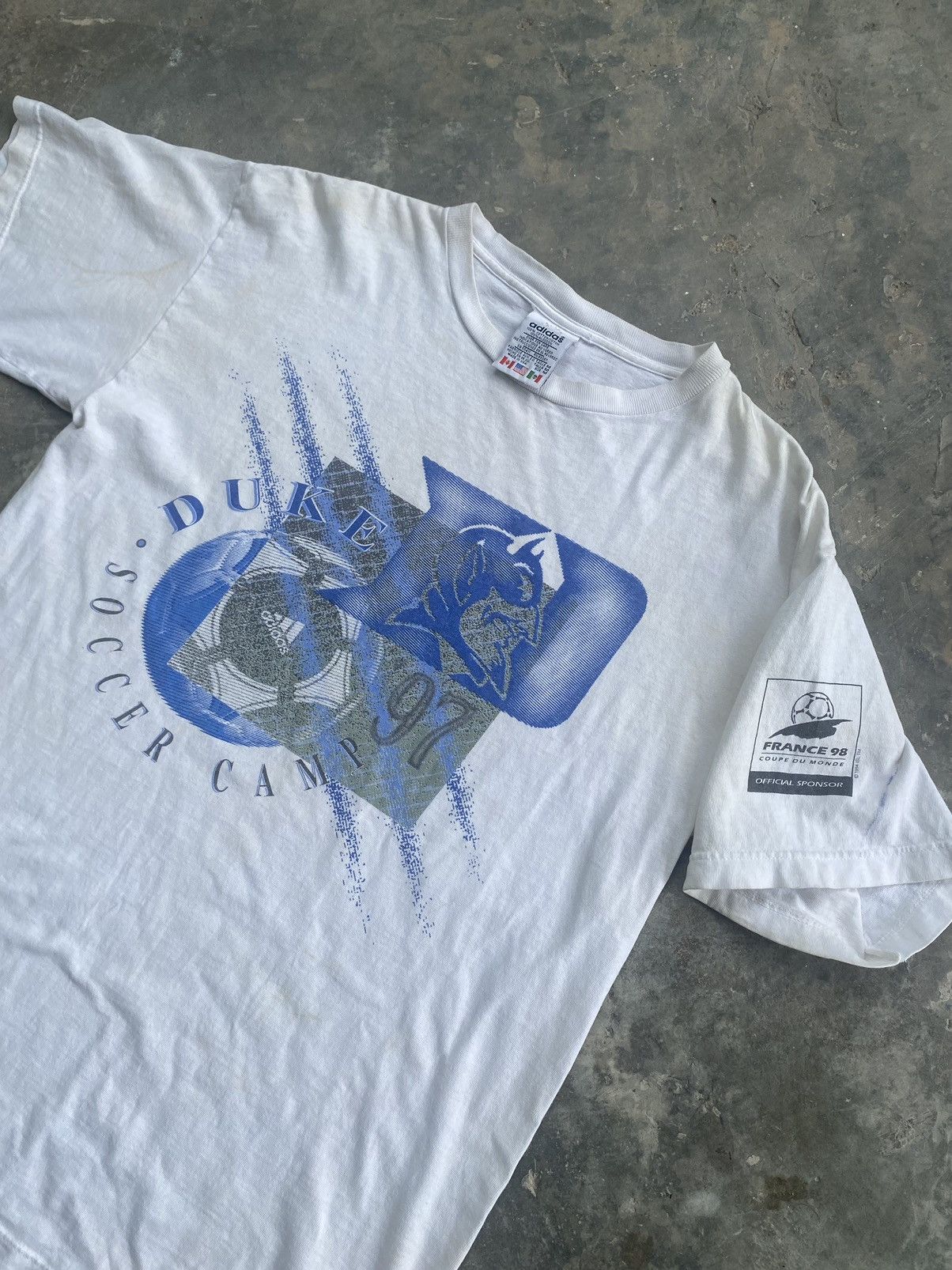 Adidas Rare Vintage 90s Adidas x Duke Soccer Camp Tee (1994) Size US M / EU 48-50 / 2 - 2 Thumbnail