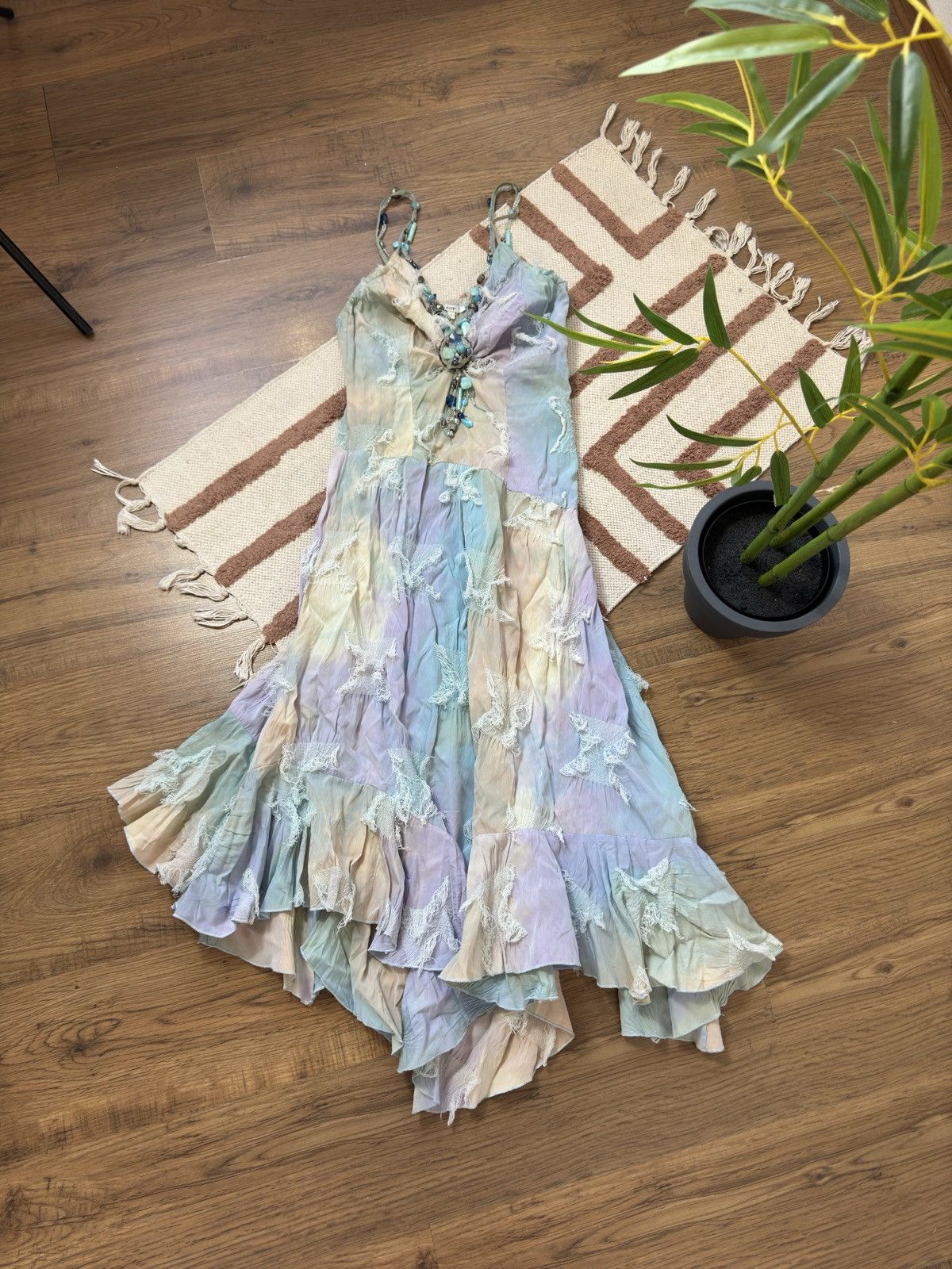 Vintage VINTAGE FAIRY STYLE LACE RUCHES MAXI DRESS Size M / US 6-8 / IT 42-44 - 3 Thumbnail