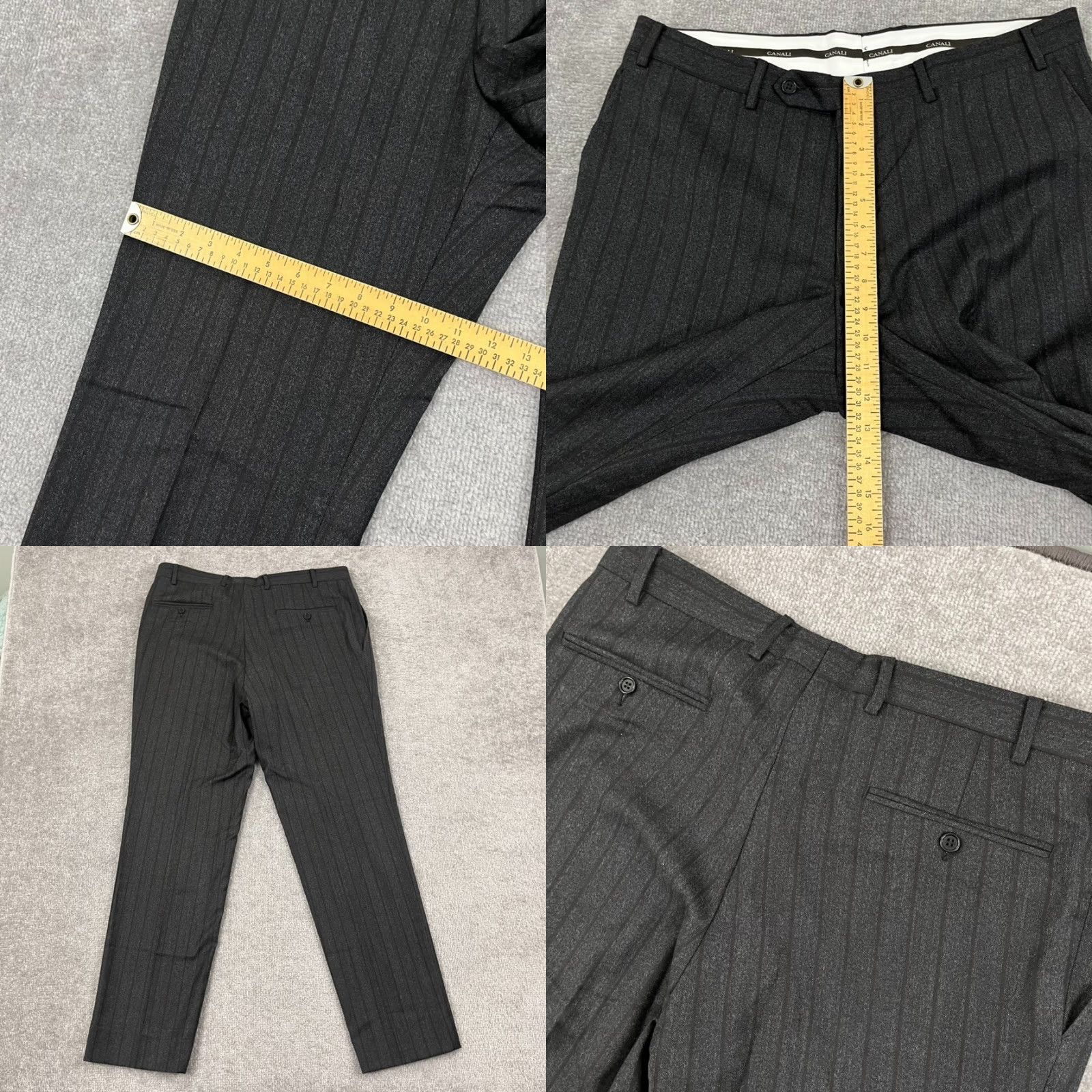 Canali Canali Dress Pants Mens 36x31 Gray Pleated Straight Wool Trousers Size US 36 / EU 52 - 8 Thumbnail