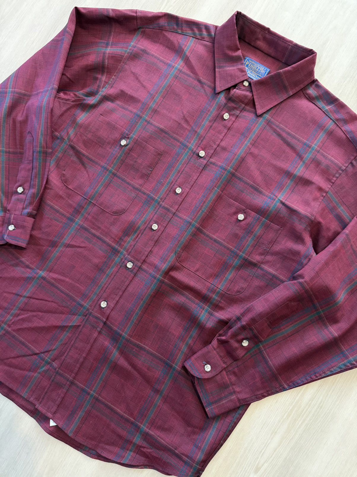Pendleton Vintage Sir Pendleton Red Plaid 100% Wool Shirt USA Sz XL Size US XL / EU 56 / 4 - 4 Thumbnail