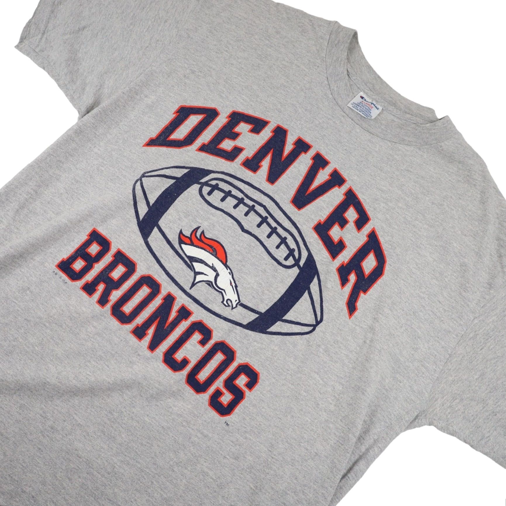 Champion VINTAGE Denver Broncos Champion T-Shirt Gray XL Mens Graphic 90s Size US XL / EU 56 / 4 - 2 Thumbnail