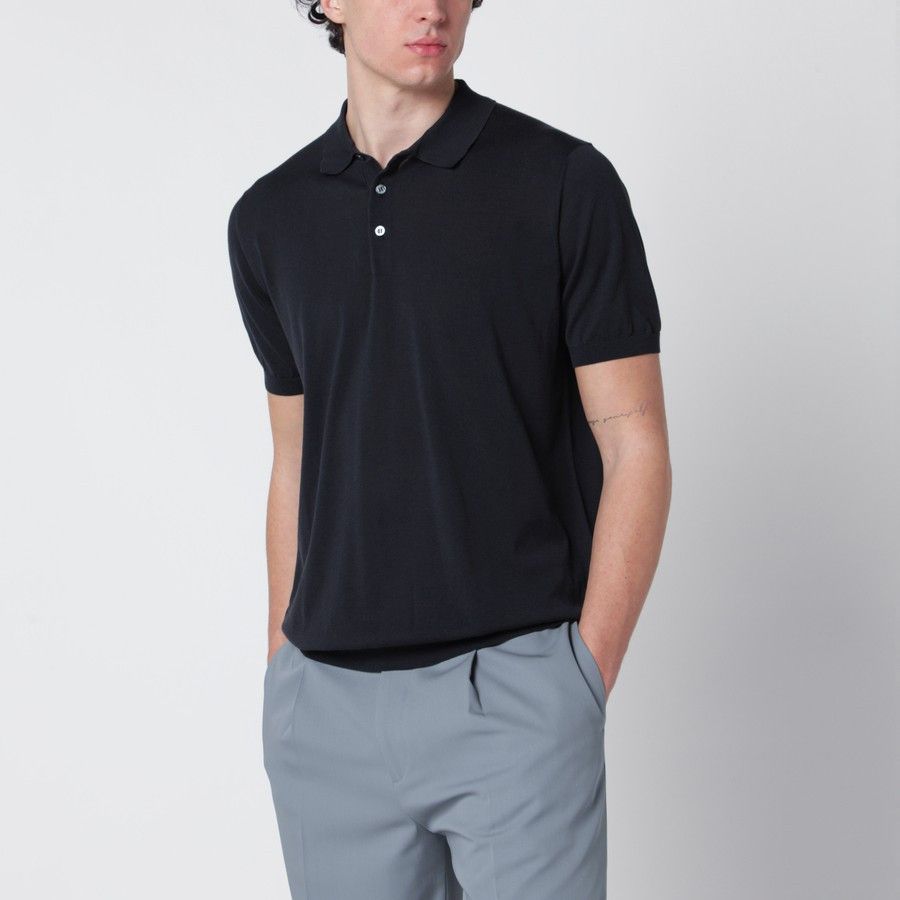 Drumohr o1d2blof0226 Cotton Polo Shirt in Navy Blue Size US XL / EU 56 / 4 - 1 Thumbnail