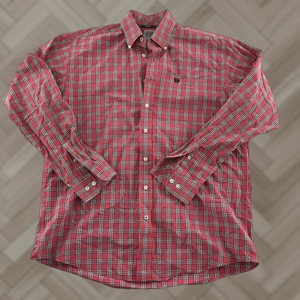 Pinko Cinch Plaid Button-Up Shirt Long Sleeve Mens M Pink White Multicolor Size US M / EU 48-50 / 2 - 1 Thumbnail