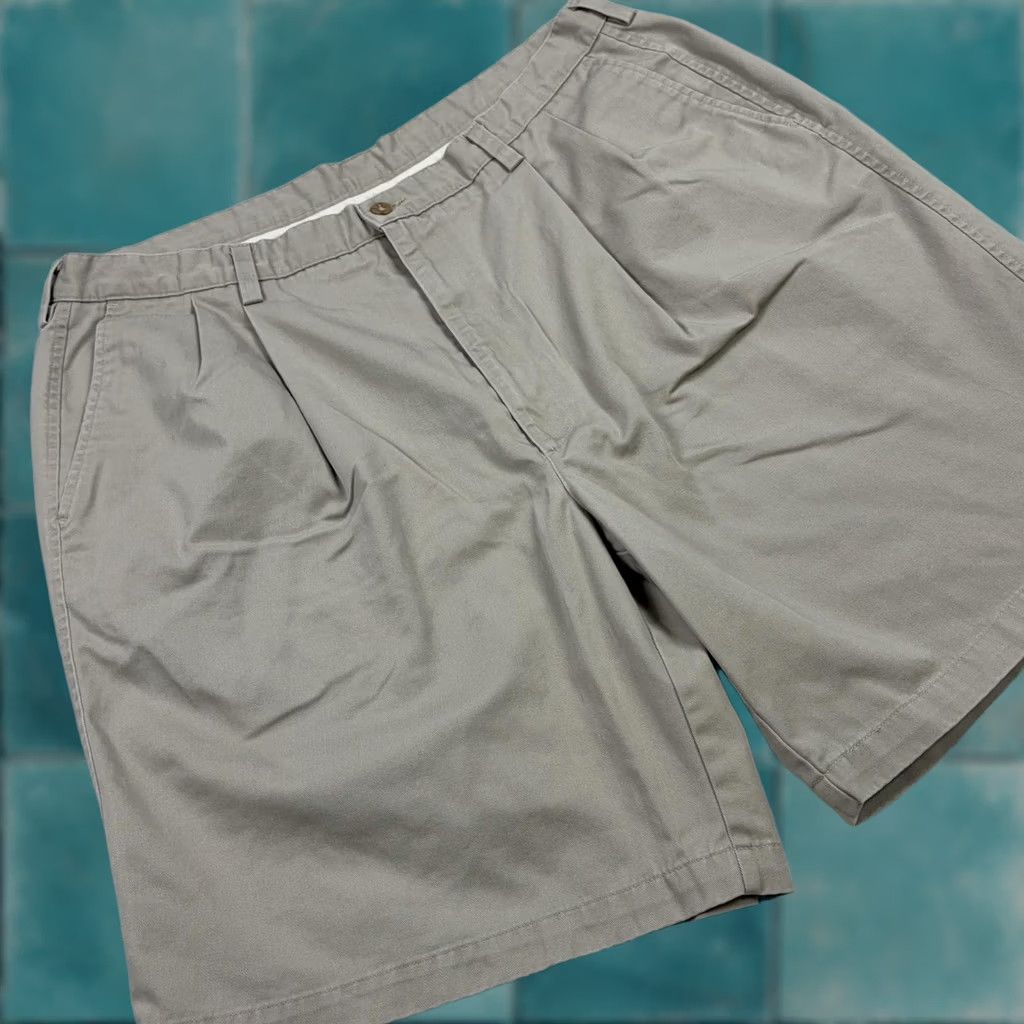 Vintage Nike Golf Chino Shorts Men Beige Cotton Pleated Zip Front Relaxed Fit 40, Men's