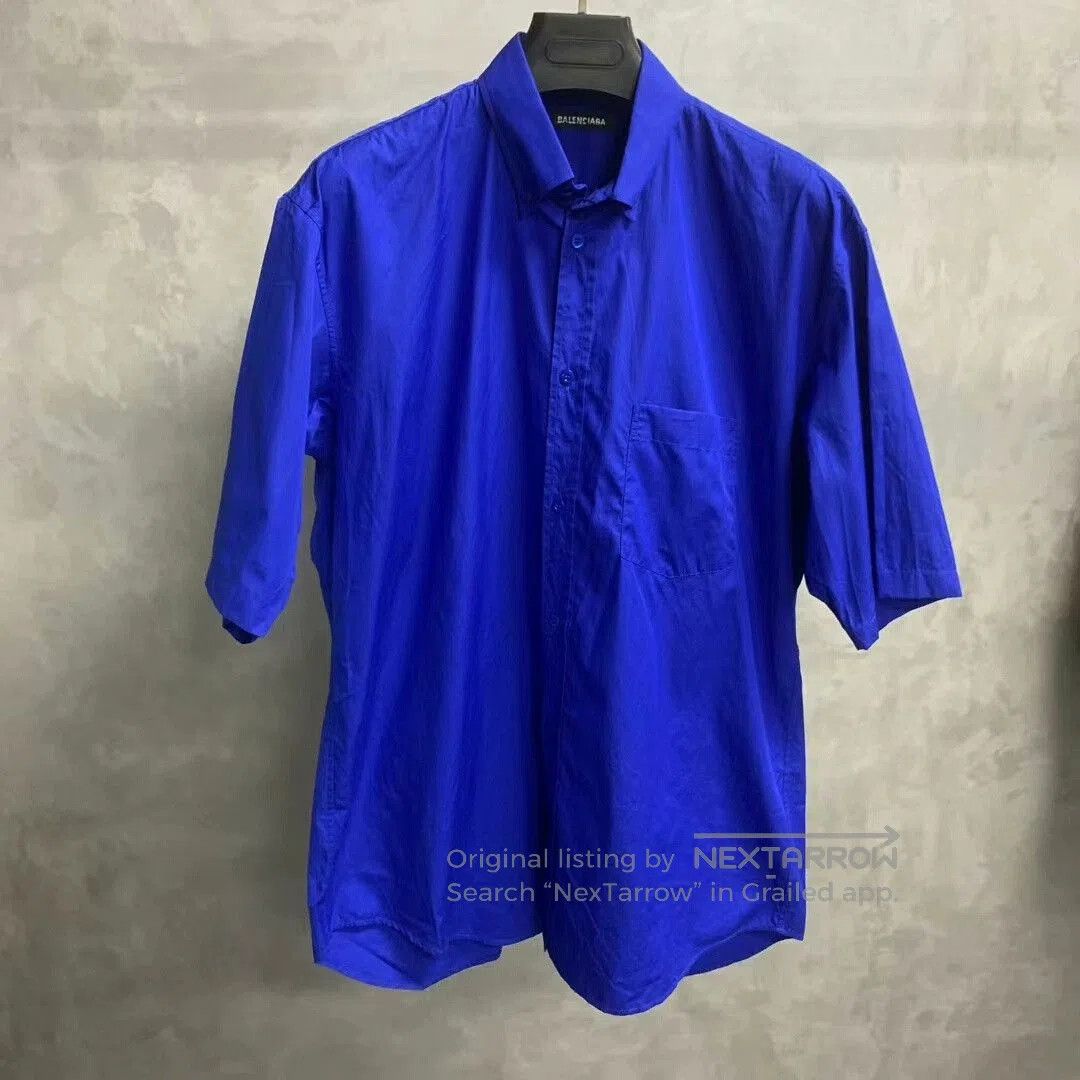 Balenciaga Balenciaga Blue Logo Print Short Sleeve Shirt. Size US XS / EU 42 / 0 - 2 Thumbnail