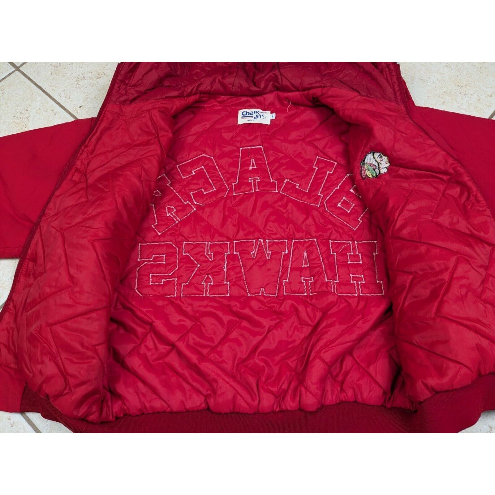Chalk Line Vtg 1980s Blackhawks Chalk Line Spellout Jacket NHL Hockey Size US L / EU 52-54 / 3 - 12 Thumbnail