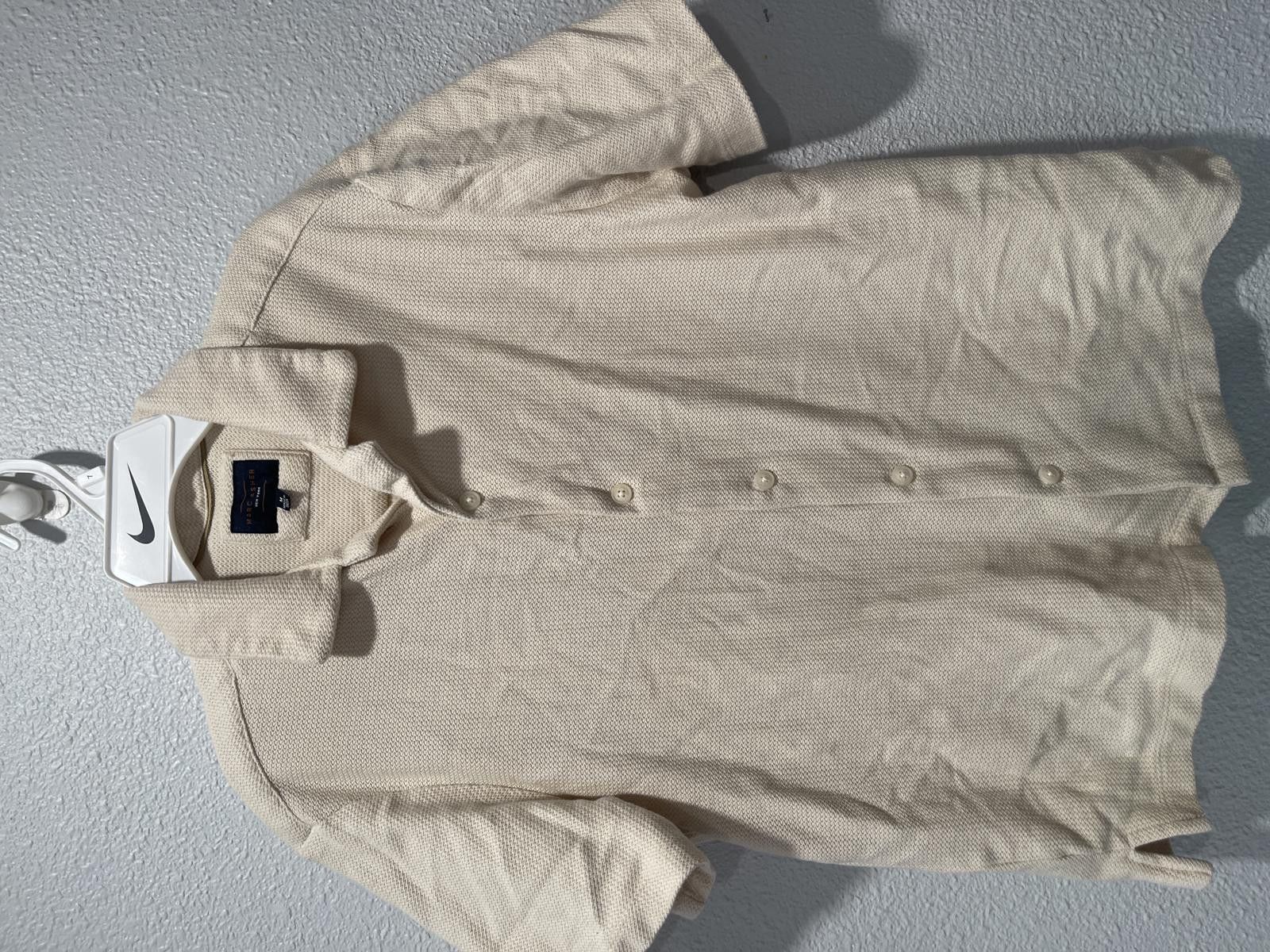 Marc O'Polo Marc Asher Cream Knit Short Sleeve Polo Shirt Medium Size US M / EU 48-50 / 2 - 1 Thumbnail