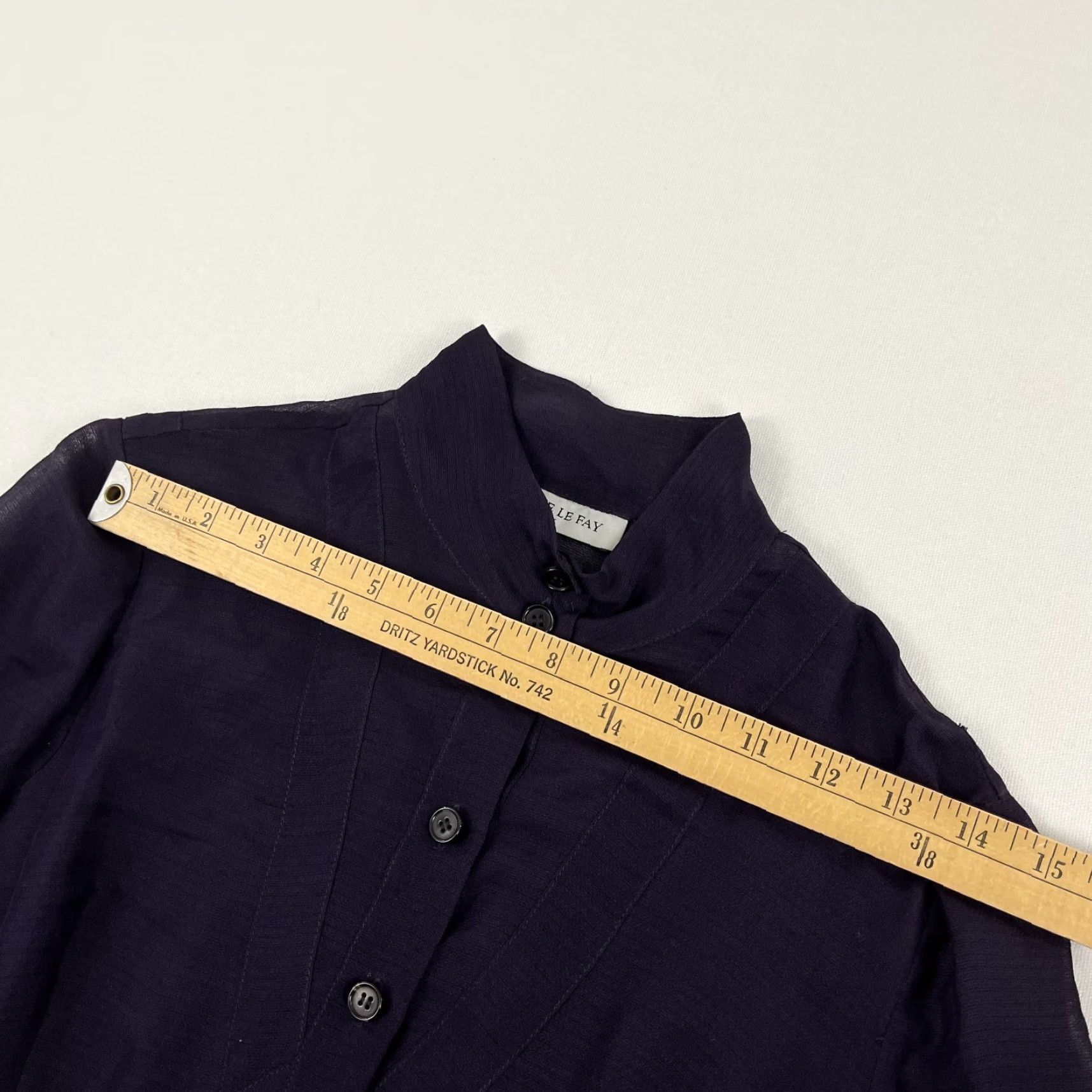 Fay Morgane Le Fay Button Up Shirt Womens Large Purple Silk Wool Sheer Blouse Casual Womens Large Purple Silk Wool Button Up Shirt 1990s Designer Classic Size L / US 10 / IT 46 - 6 Thumbnail
