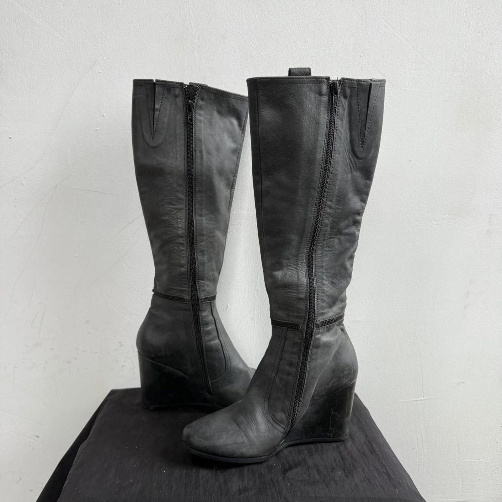 Other Billi Bi Knee High Wedge Leather Boots Grunge Size US 5 / IT 35 - 5 Thumbnail